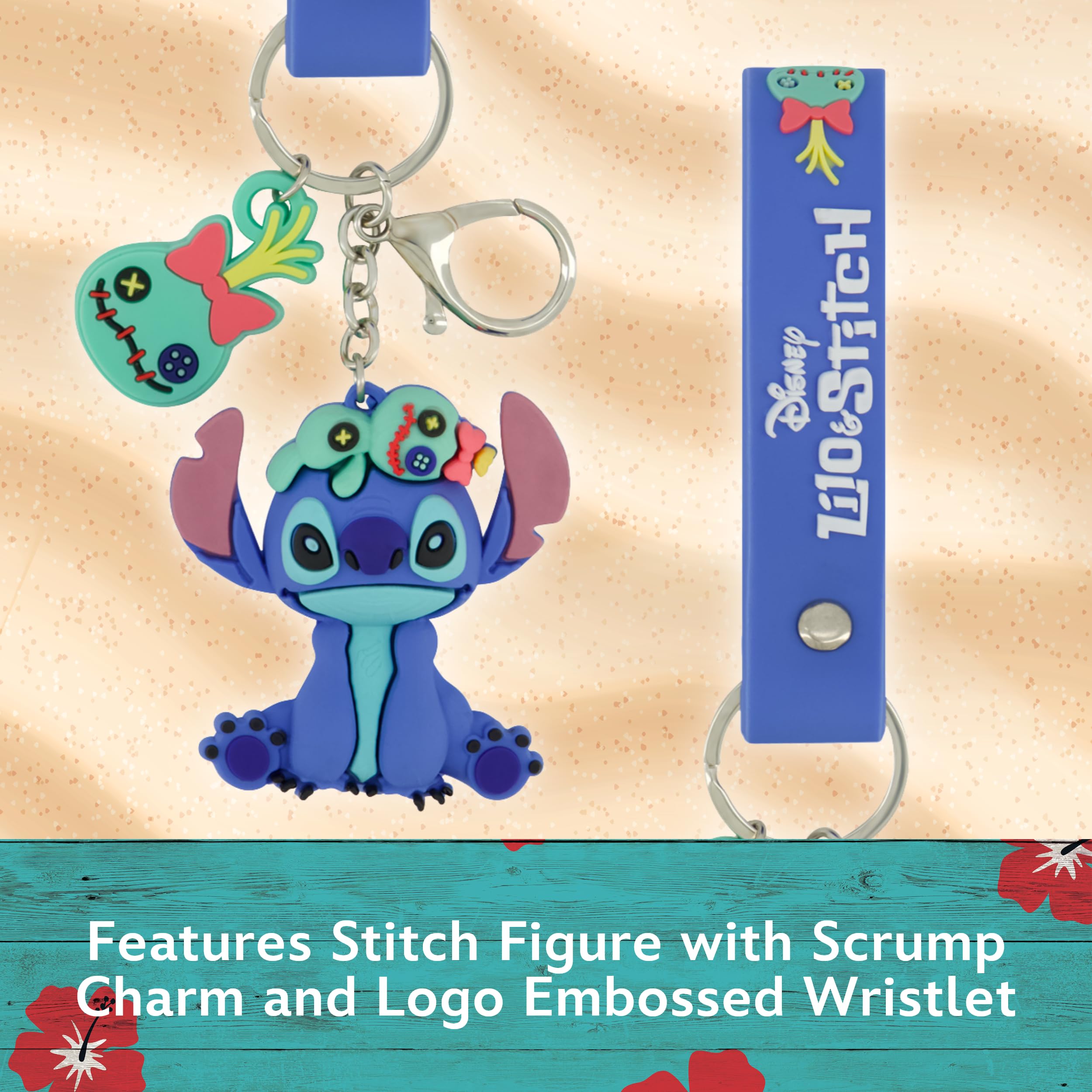 Chaveiro Disney Stitch, pulseira Scrump Charm com chaveiro, azul