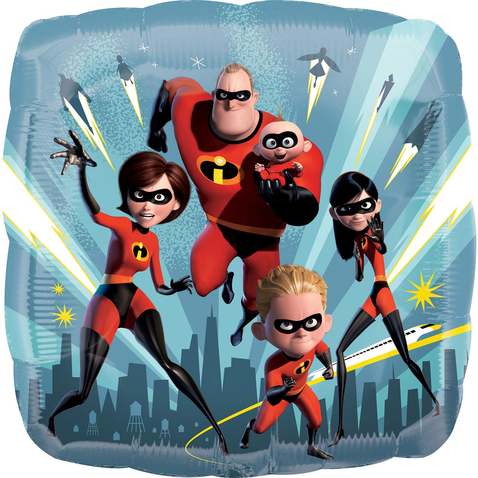 Square Shape Foil Balloon with The Incredibles Theme - 1 Pc.,One Size