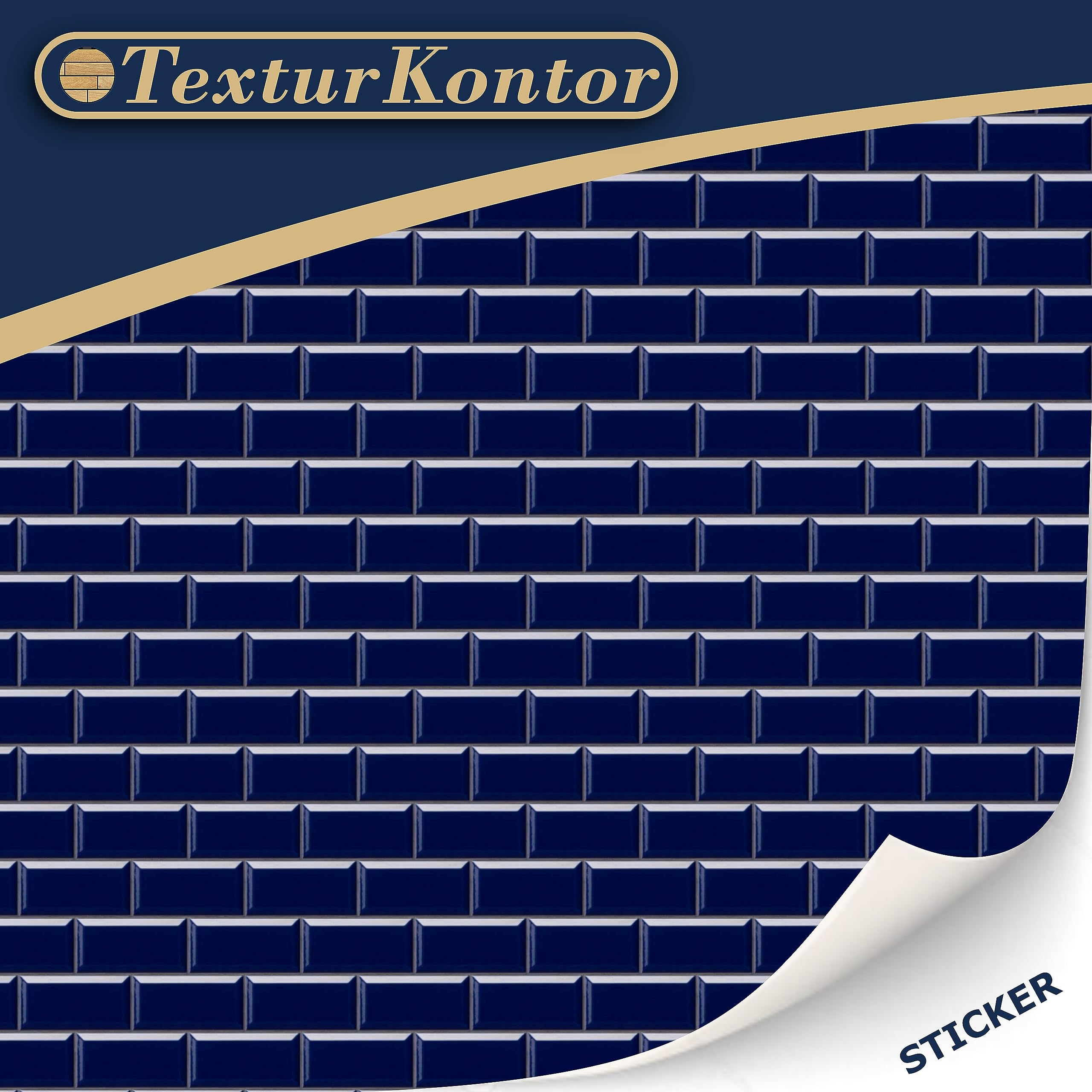 TexturKontor 3 Sheets Self-Adhesive Floor Tiles for Dollhouse 1:12 Scale (Glazed Dark Blue Metro Tiles)