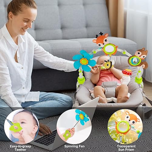Miniatura 4 de Arco Ajustable de Juguetes para Cuna de Bebé para Lactantes y Niños Pequeños, Arco para Carriola, Juguetes para Cuna con Fascinantes Colgantes para