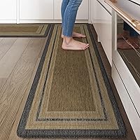 Vista 61 de KIMODE - Juego de 2 tapetes de cocina bohemios, antifatiga, antideslizantes, impermeables, ergonómicos, acolchados, cómodos, para lavandería, Rojo