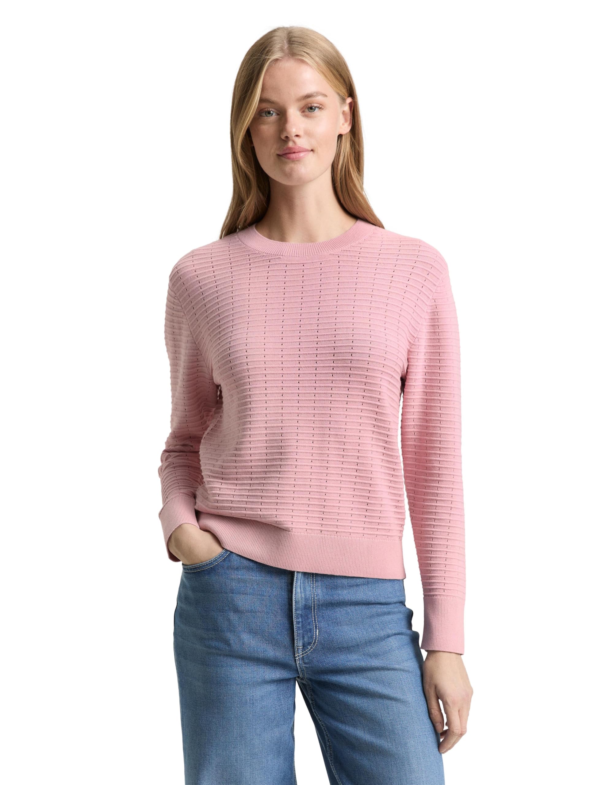 TOM TAILOR Denim Damen Strickpullover mit Rundhalsausschnitt