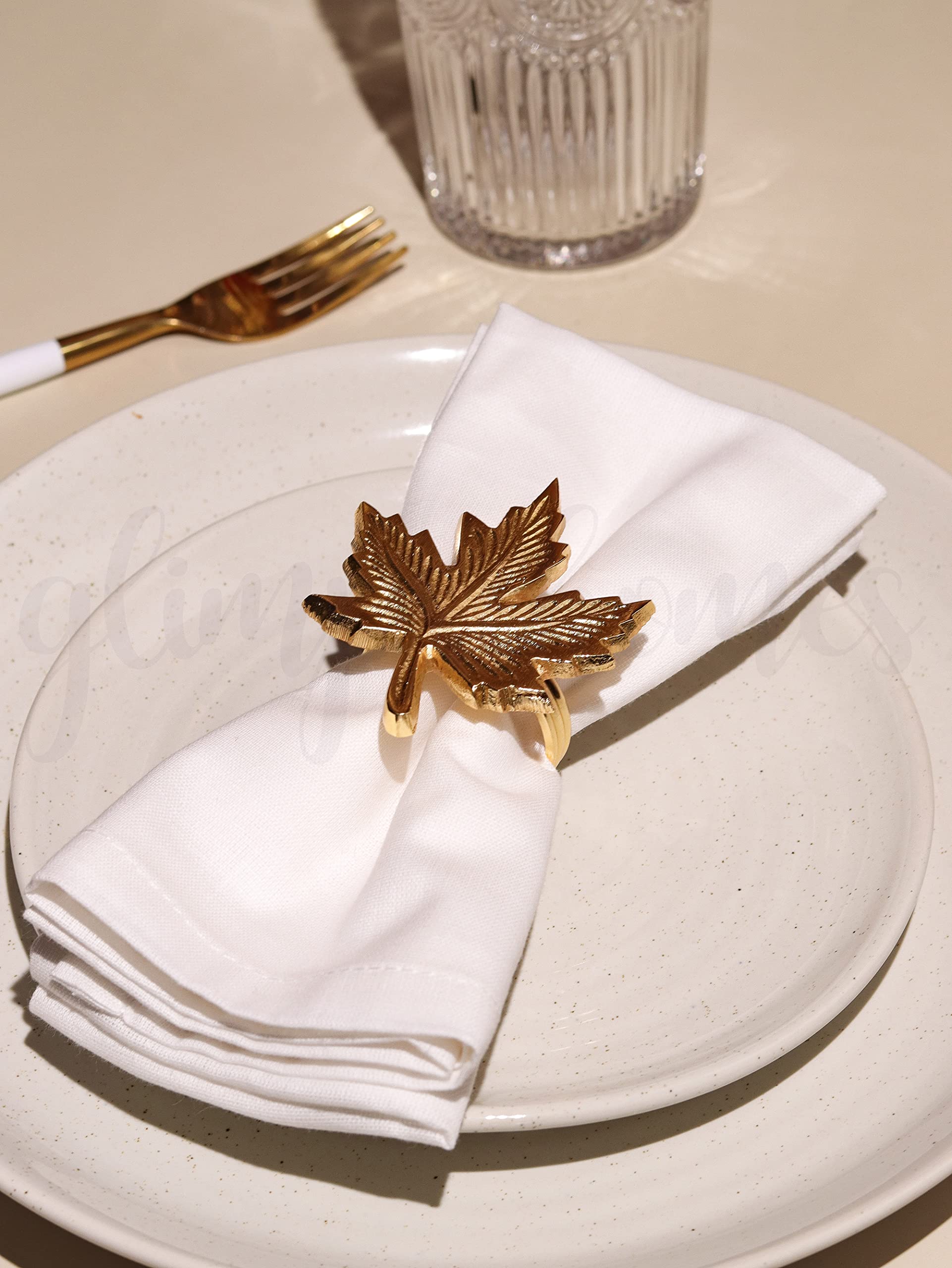 Glimpse Homes Elegant Napkin Rings for Dining Table, Maple Leaf (12) 4