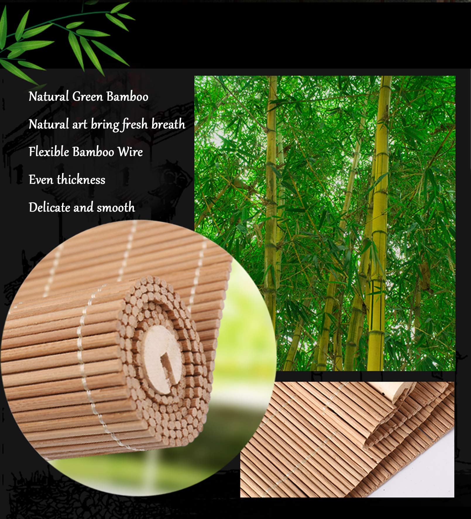 Stores à Enroulement en Bambou,Rideau Occultant en Bambou Extérieur/Intérieur,Stores Venitien Bois,Rétro/Respirant/écologique/Naturel,pour Fenêtres,Jardins,Belvédères (80x200cm/32x79in)