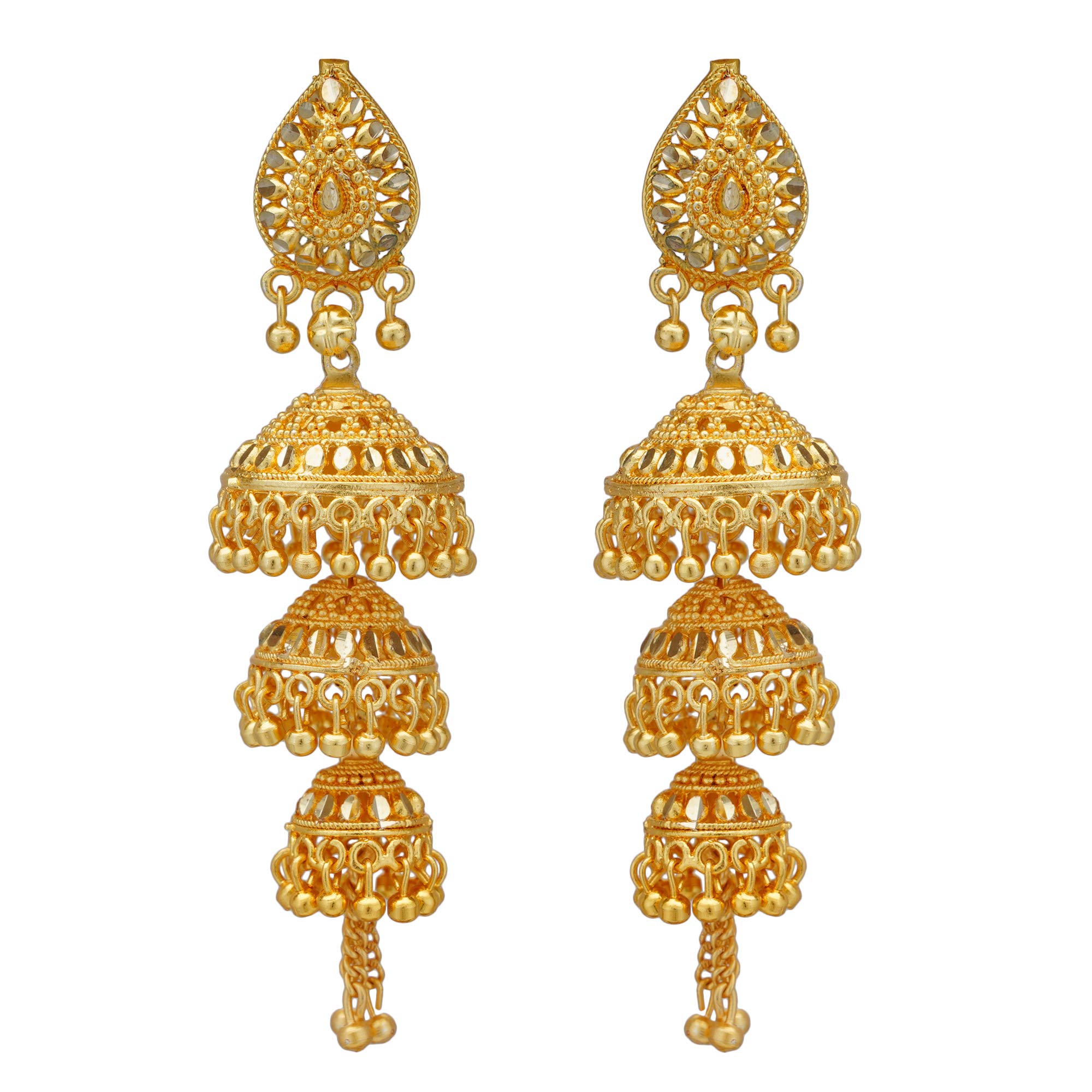 Shreyadzines Traditional Ethnic Collection Gold Plated Wedding Jhumki Jhumka Earrings for Women and Girls