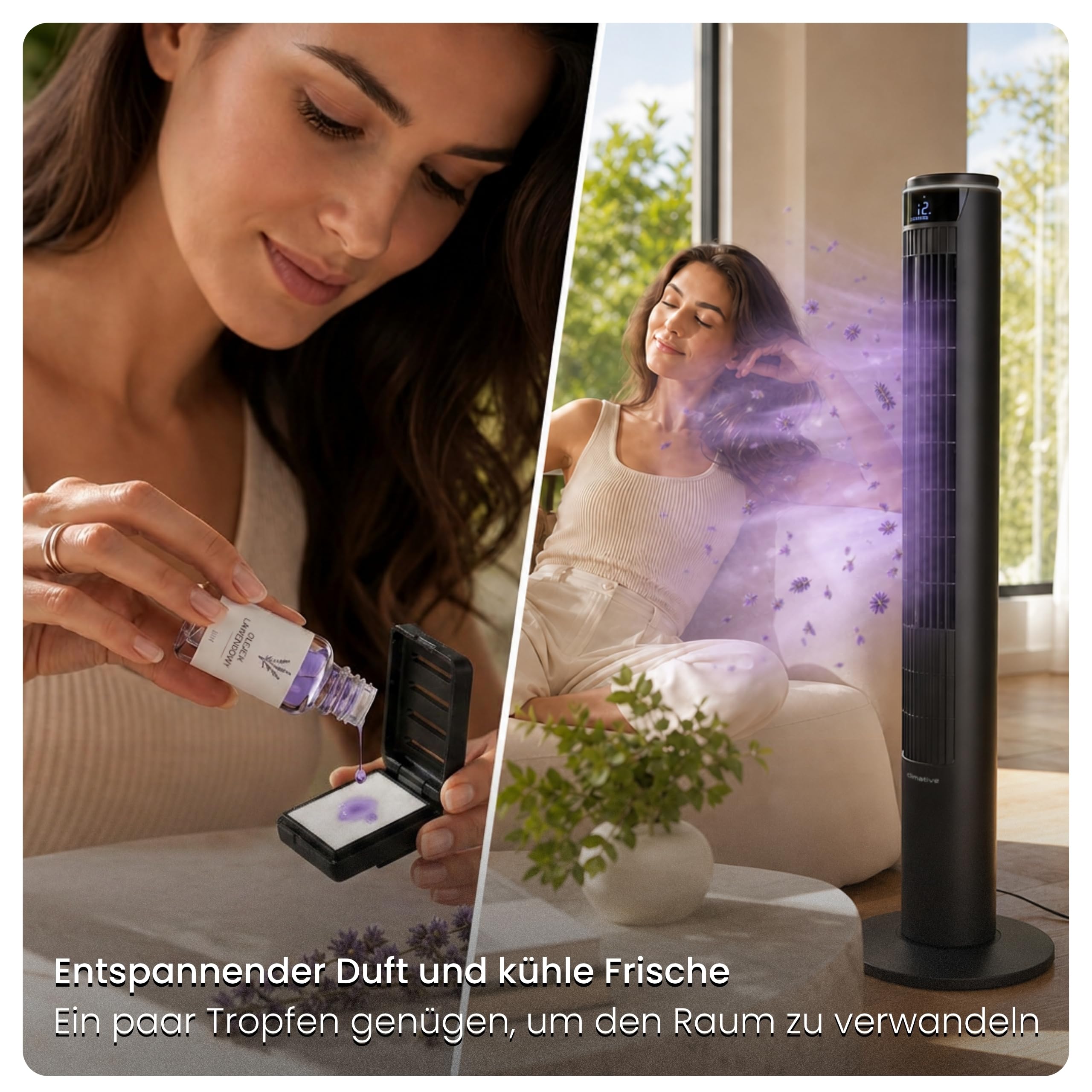 Turmventilator 107cm WiFi App, Luftkühler, Ventilator mit Sprühnebel, DC-Motor, 7,5 m/s Wind,Ionisator, Nachtlicht, Oszillation, Standventilator sehr leise, Tower Fan