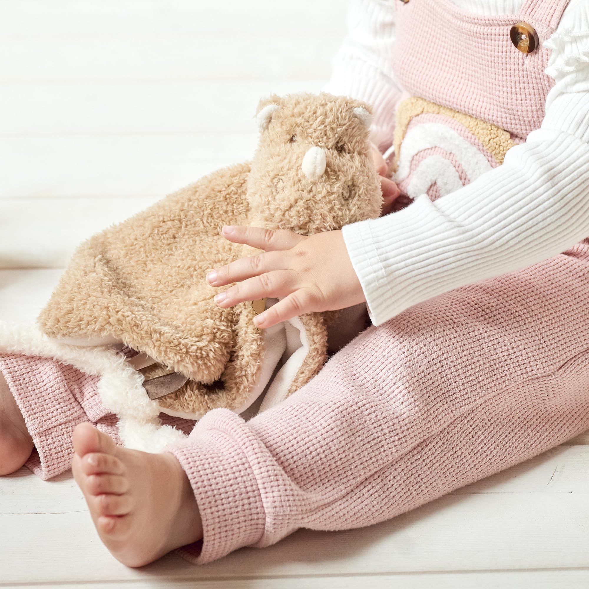Nattou DouDou Comforter, Soft Cuddly Teddy Fabric, Baby and Infant Plush, Has Soother Attachment, Brown Rhino - Image 4