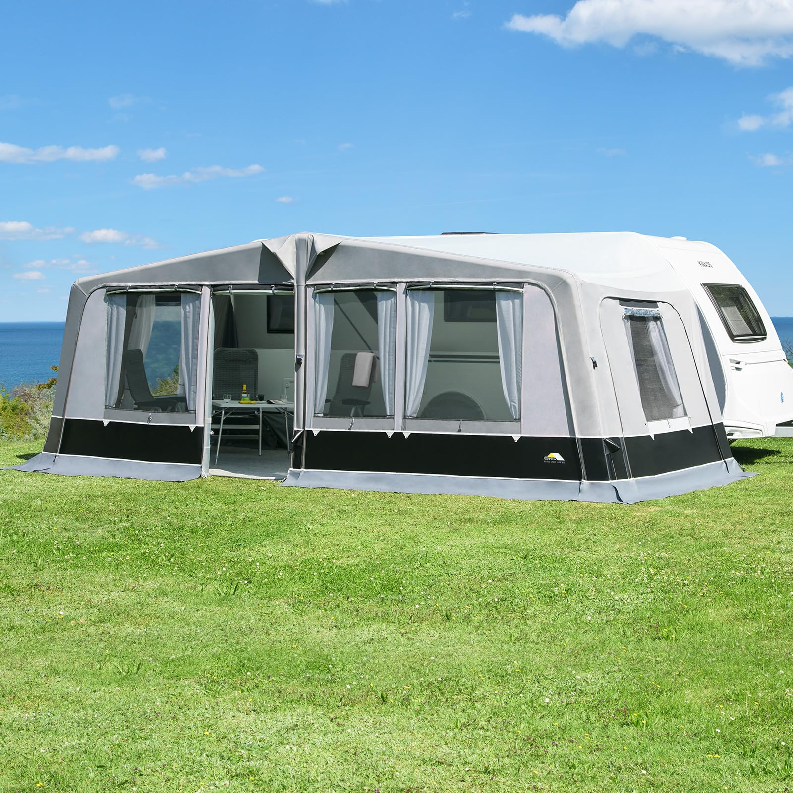 DWT - aufblasbares Vorzelt - Wohnwagen - Scala Air 250 - herausnehmbare Vorder- und Seitenwände - Ganzzelt 250 cm Tiefe - Air-In-System
