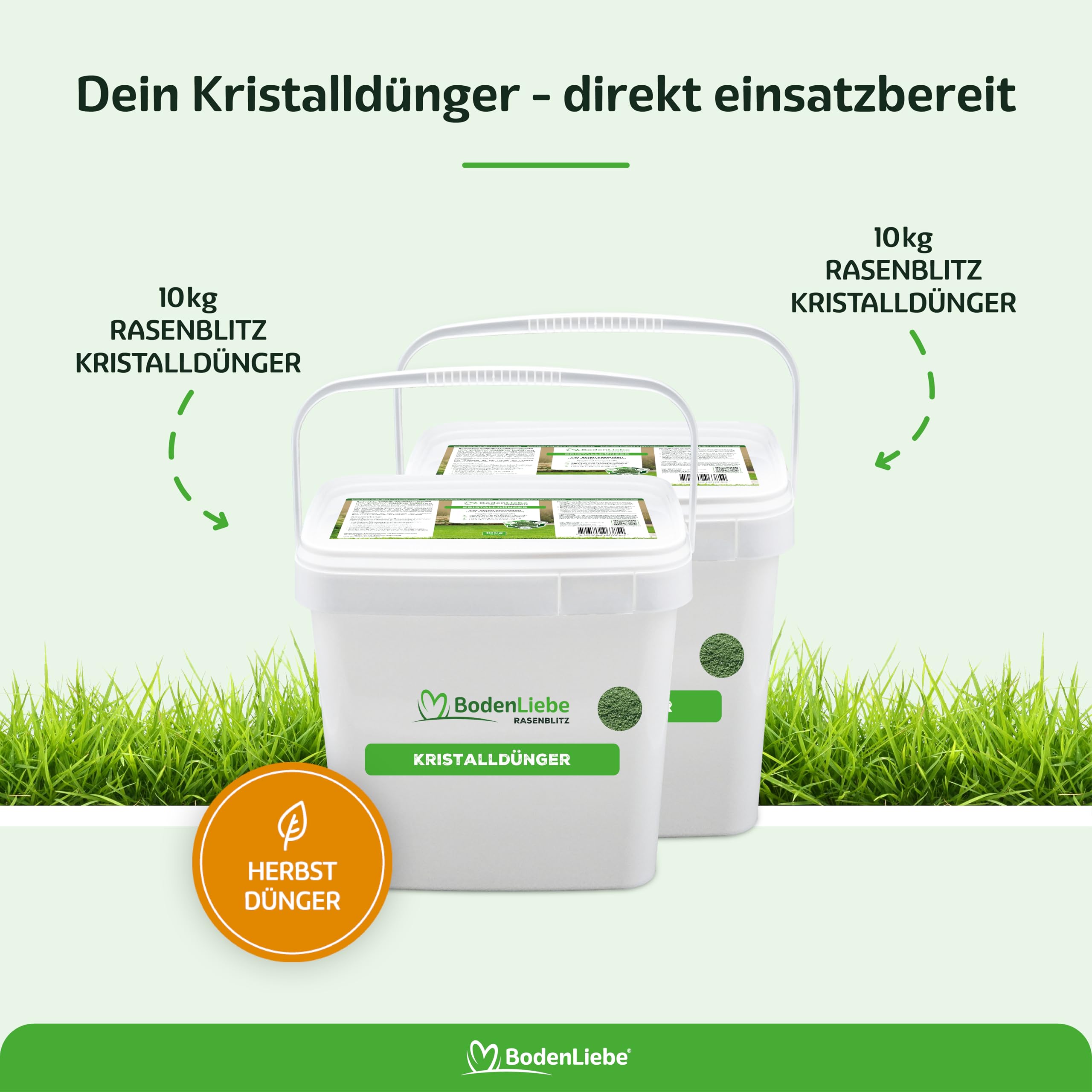 RASENBLITZ Kristalldünger Herbst 20 kg Rasendünger | Rasendünger Herbst, zur Vorbereitung auf den Winter, unterstützt Rasensamen bei Keimung & Wachstum, für starke Wurzeln
