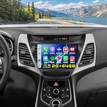 [Fuluku] 2+64GB 9" Android 15 Car Radio for Hyundai Elantra 2014-2016 | Wireless Carplay Android Auto Mirror Link 9" IPS Touch Screen Car Radio with GPS, Backup Camera, BT, FM/RDS, EQ, WiFi, SWC