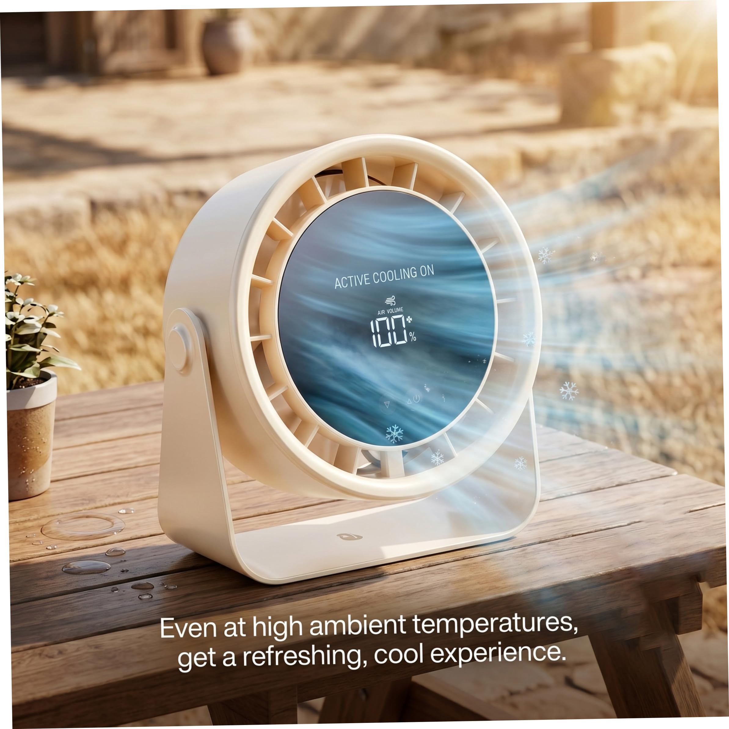 Ventilatore da scrivania silenzioso, ventola di raffreddamento silenziosa a 5 pale Ventole oscillanti ricaricabili tramite USB per dormitorio di home office, comodino beige per ufficio silenzios
