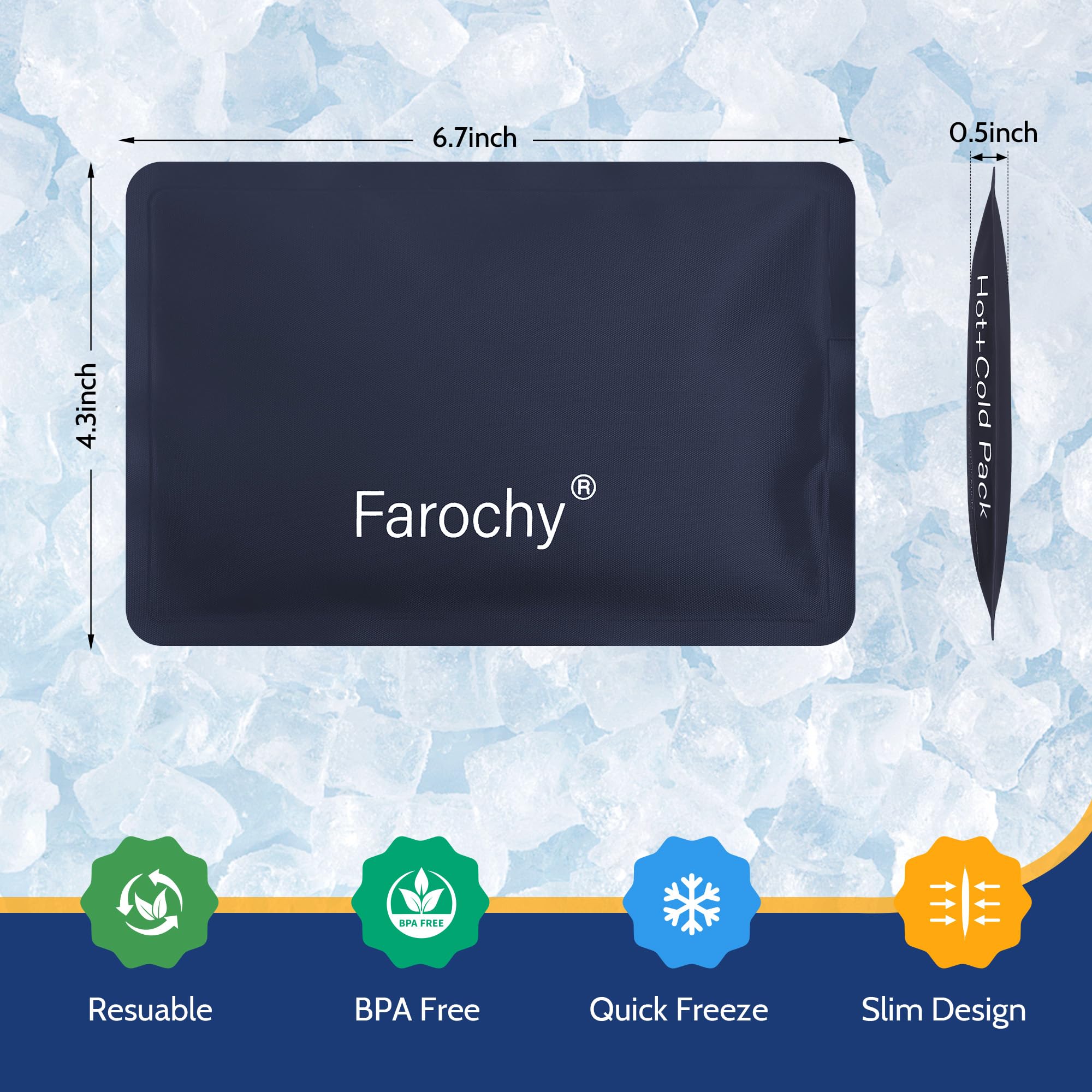 Farochy Paquetes de Hielo Reutilizables para loncheras – 2 Paquetes de
