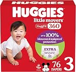 Huggies Size 6 Baby Diapers, Little Movers HuggFit 360° Baby Diapers with 360° Waistband, Size 6 (35+ lbs), 48 Count, Packaging May Vary