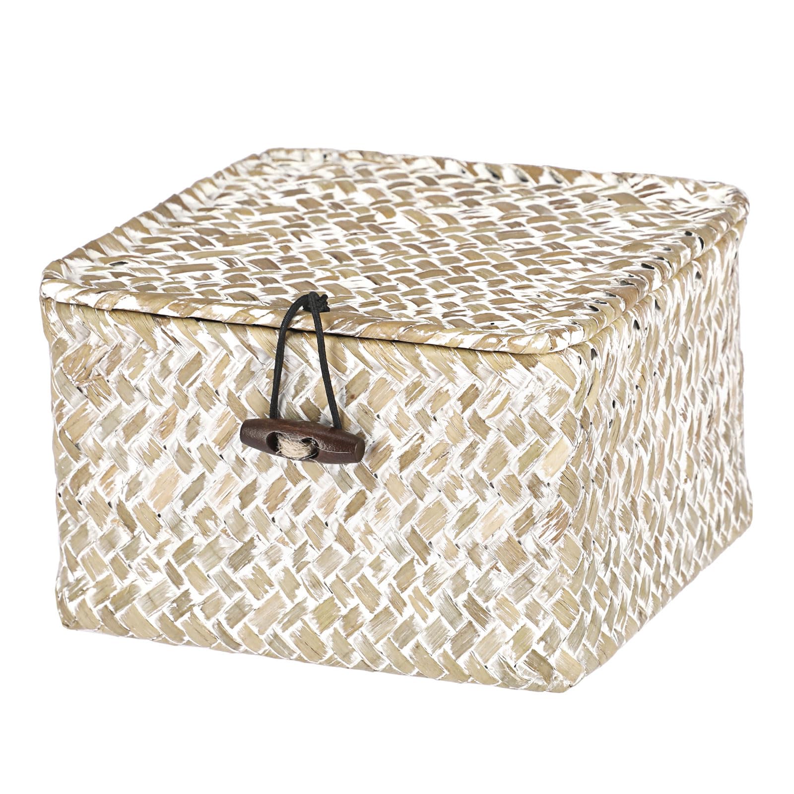 Panier et bacs de rangement en osier tissé avec couvercle boîte de rangement