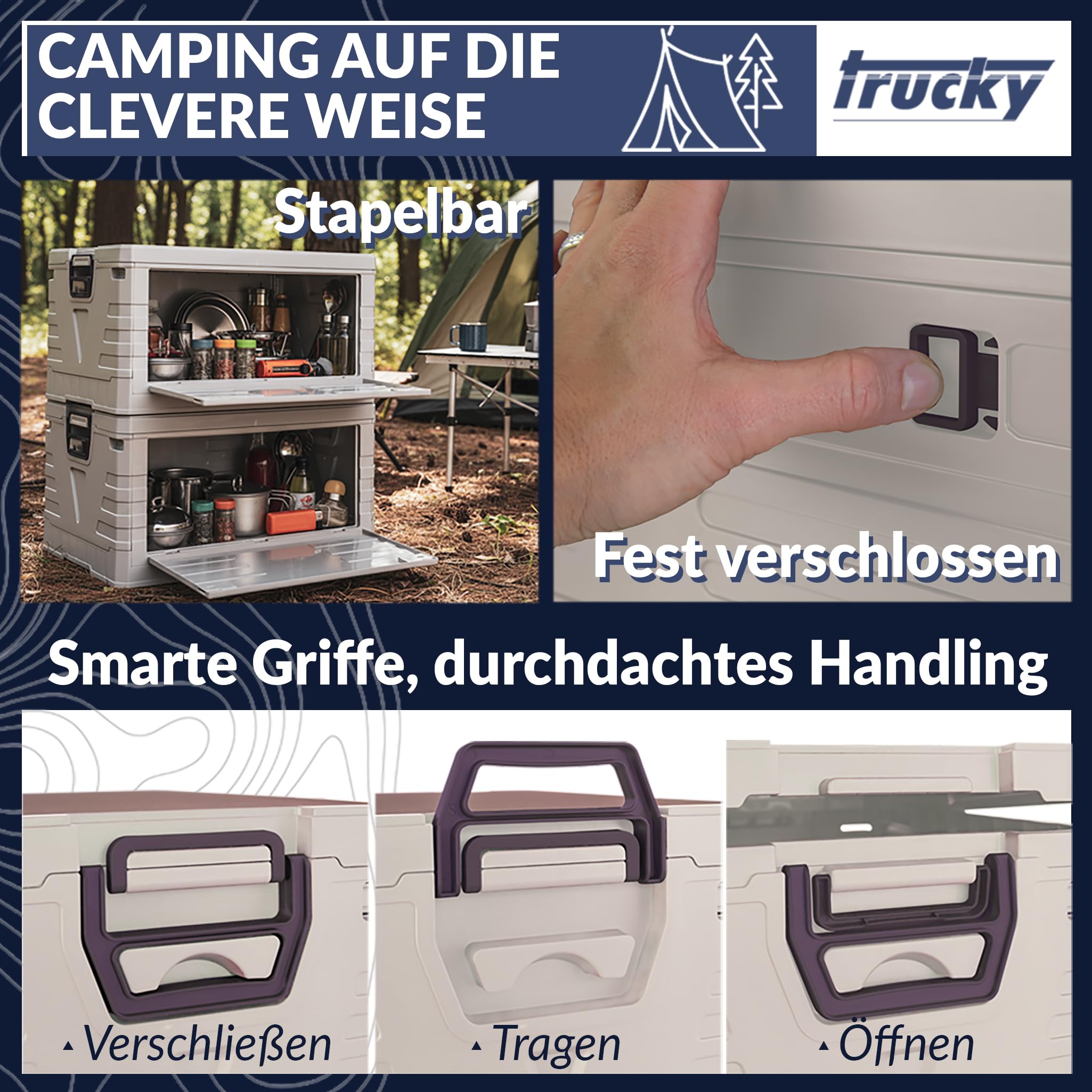 Trucky Storage Box Camping Klappbox Klappkiste Aufbewahrungsbox mit Deckel