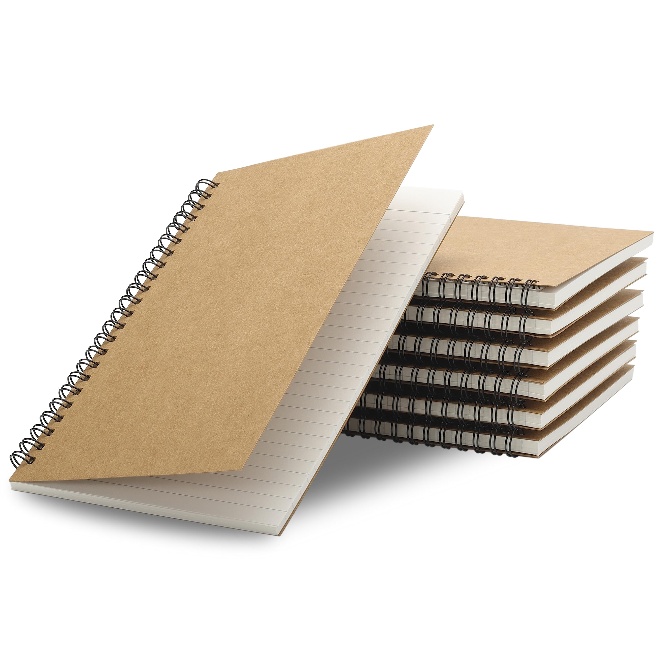 TWONE Notebook, College Ruled Spiral Notebook with Kraft Brown Soft Cover for Note Taking, Home, School, 100 Pages 50 Sheets Notebook, 5-1/2x8-1/4
