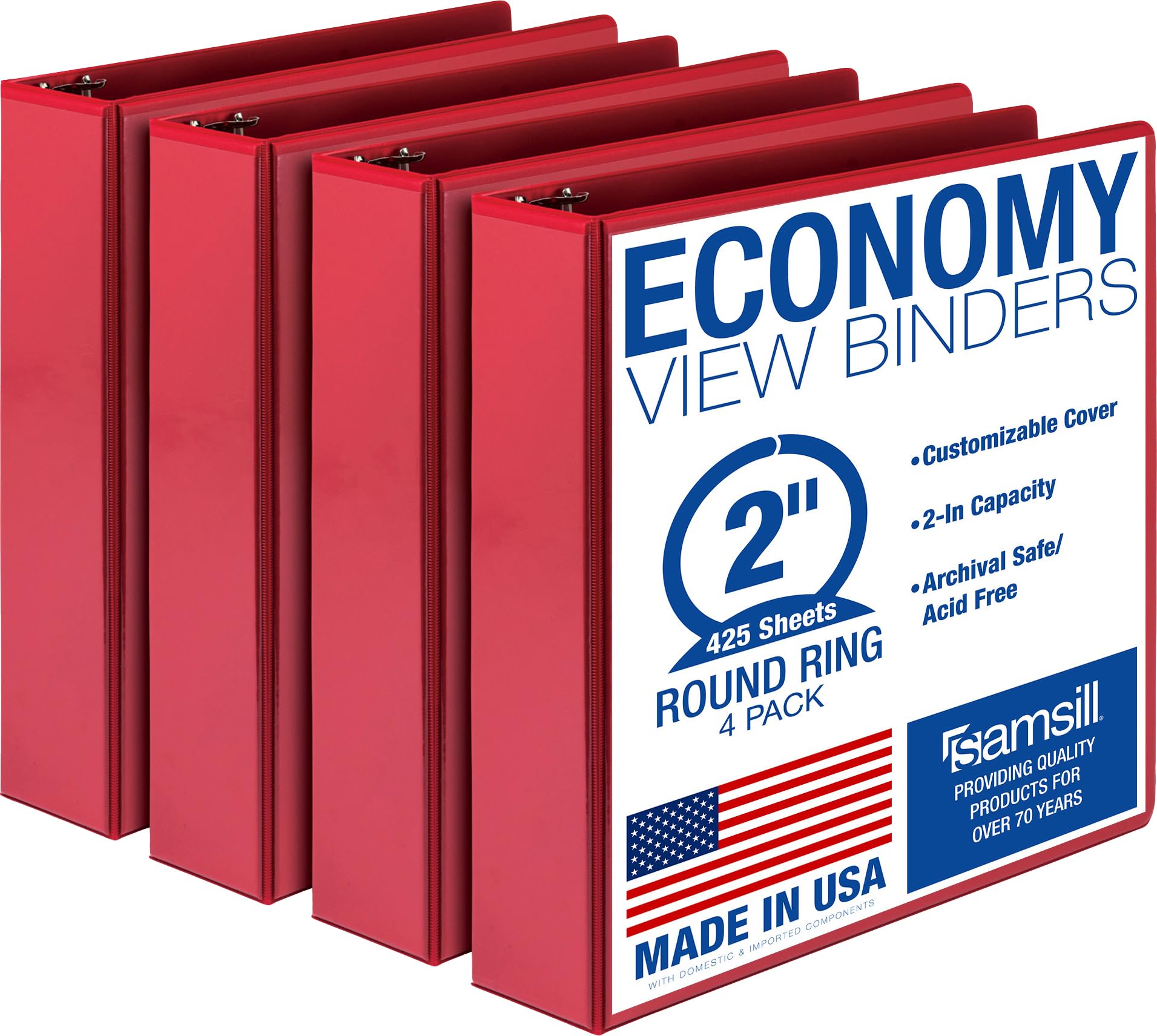 Photo 1 of ***missing 2***Samsill 2 Inch 3-Ring Binders - Red (4-Pack)