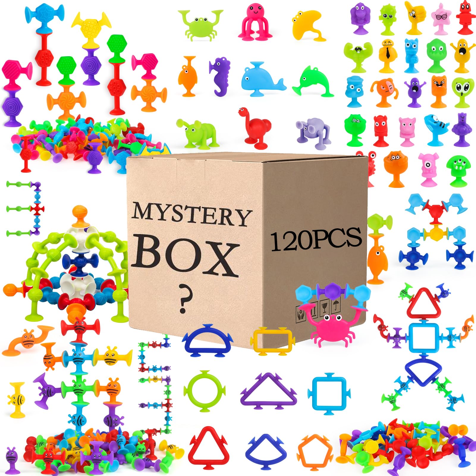 100PCS Easter Basket Egg Stuffers Party Favors for Kids 4-8 Mini Suction Cup Toys Goodie Bags Sensory Relieve Fidget Autism Trick or Treat Supplies