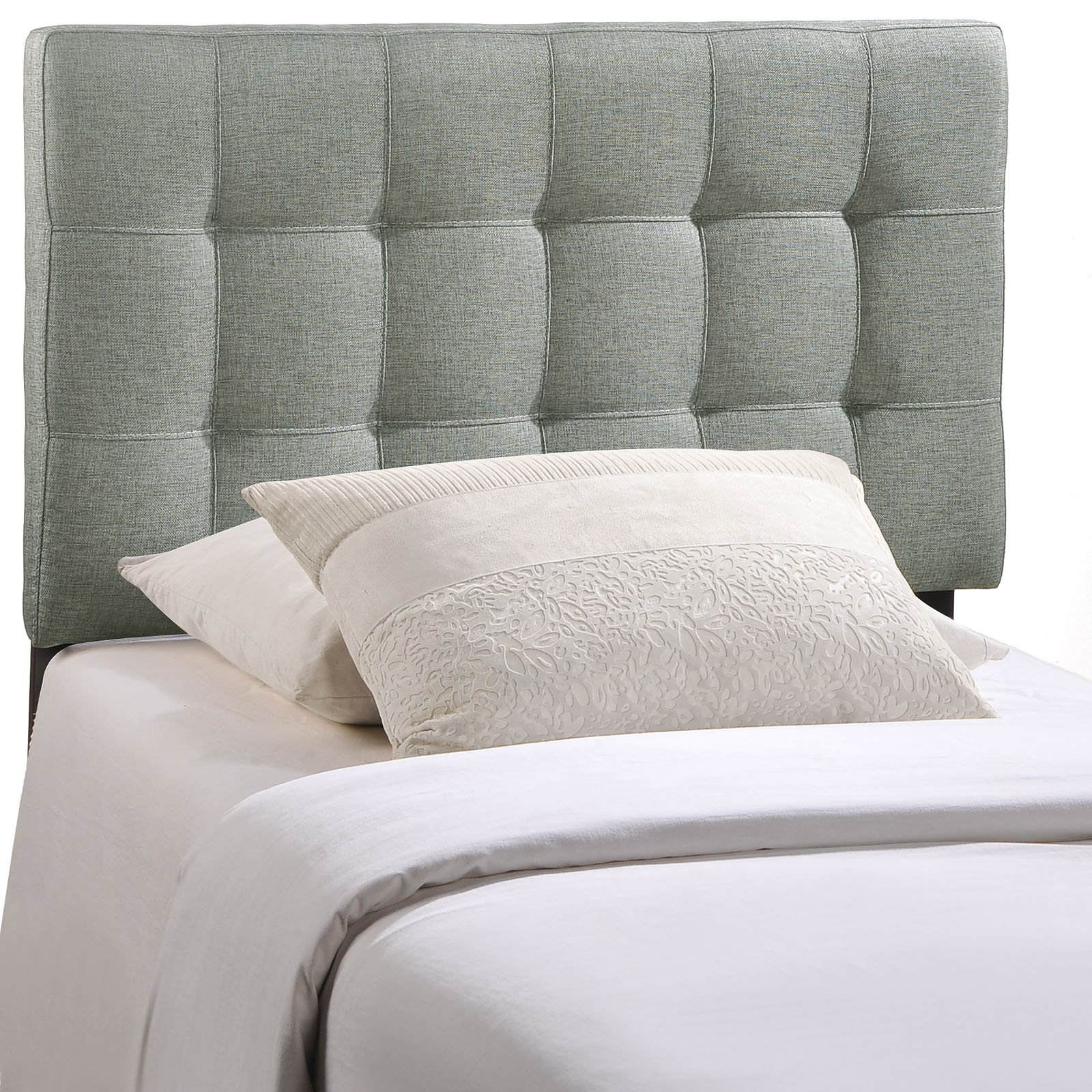 Modway Lily Tufted Linen Fabric Upholstered Twin Headboard in Gray