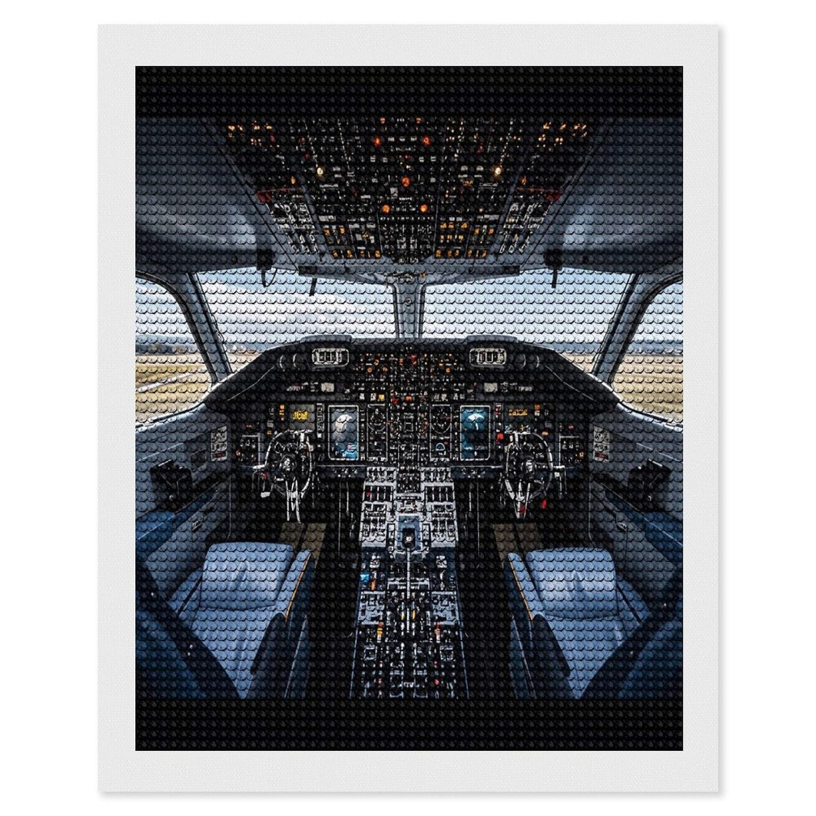 FekiLoot Airplane Cockpit Diamond Painting Kits for Beginners DIY Diamond Art Kits for Adults Full Drill Round Diamond Dot Gem Art Painting Fun DIY Crafts for Home Kitchen Wall Decor Gift 16"x20"