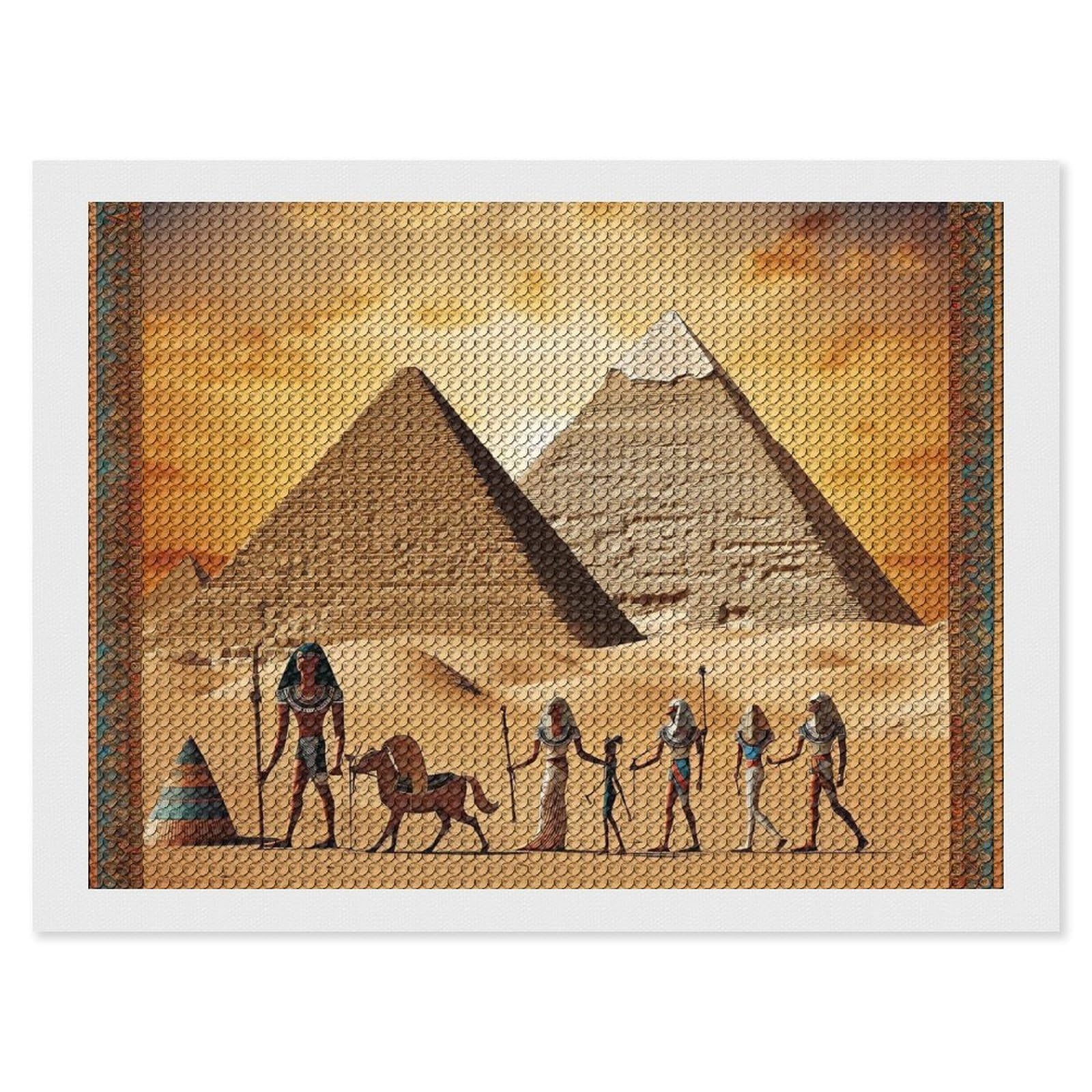 Ancient Egypt Diamond Art Kits for Adults, DIY 5D Diamonds Painting Kits for Beginner, Round Full Drill Diamond Dots Painting, 12"x16" Diamonds Pictures Gem Art and Crafts Wall Decor