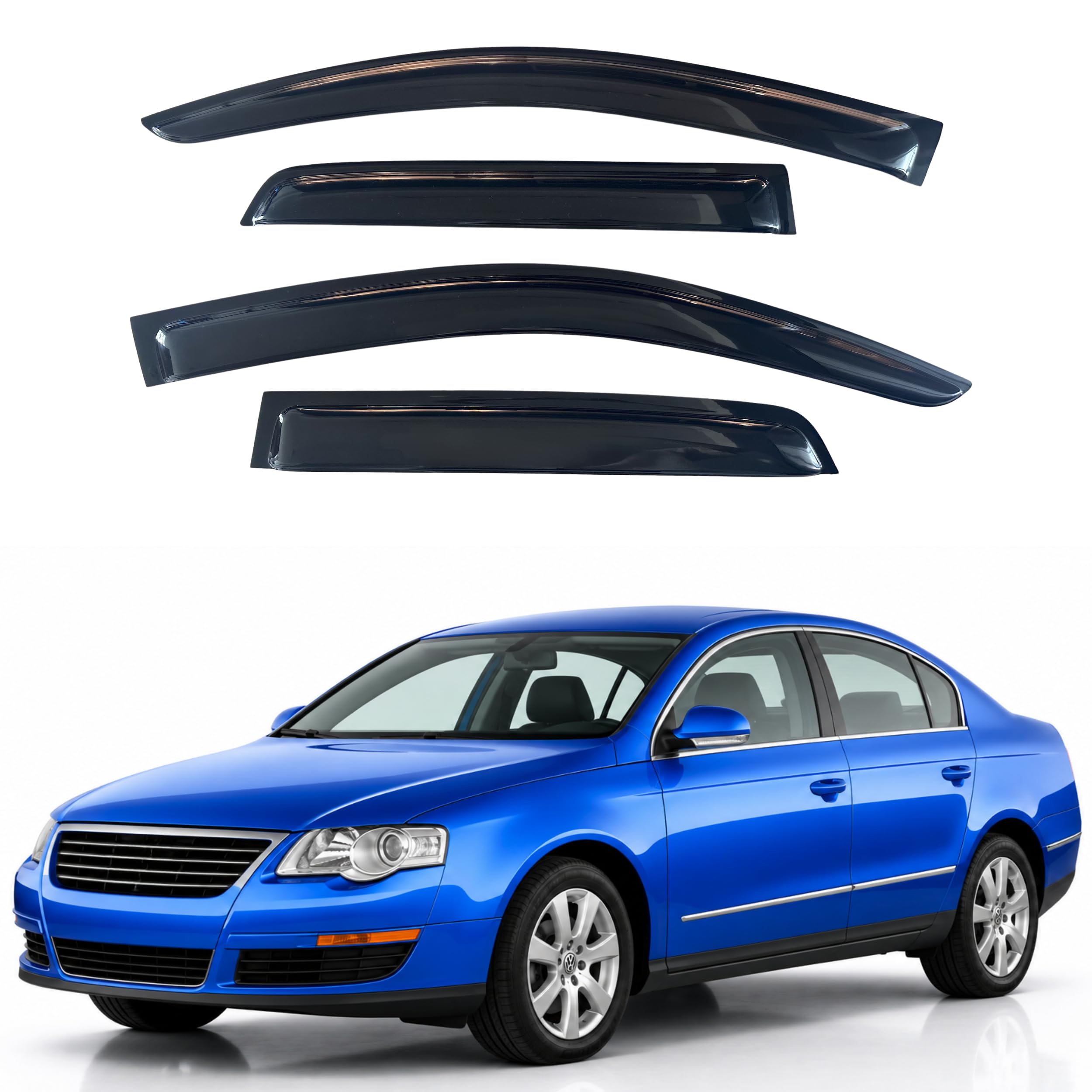 IG Window Visors Fit for 2006-2010 Volkswagen Passat, Out-Channel Rain Guards Vent Wind Deflectors 4PC, Car Accessories for 06-10 VW Passat