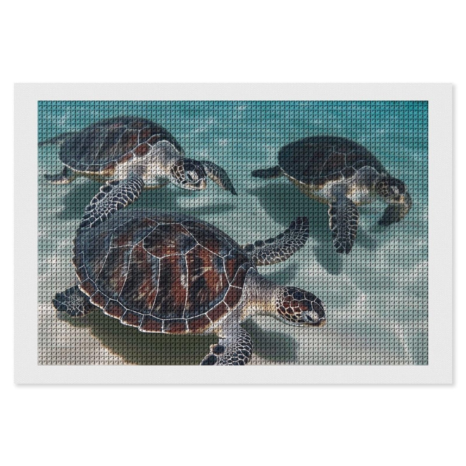 NONHAI Diamond Painting Kits for Adults - DIY Diamond Art Kits for Beginners - Full 5D Paint Drill Diamond Dots Paintings- Sea Turtles Diamonds Pictures Gem Art and Craft Wall Decor 8"x12"