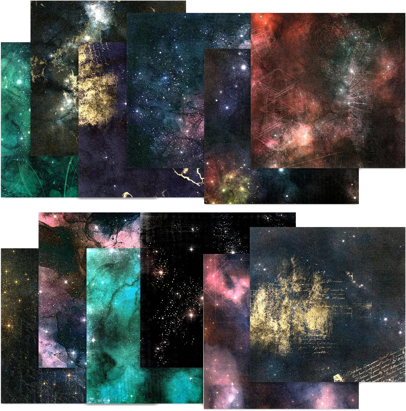 BLEDS Scrapbook Paper, 24 Sheets Craft Scrapbooking Paper Pad 12x12 Inch Galaxy Pattern Single-Side Printing Cardstock Paper Supplies for Crafting Card Making Decorative Background Art Abum