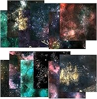 Vista 7 de BLEDS Papel de álbum de recortes, bloc de 24 hojas de papel para álbumes de recortes de manualidades de 12x12 pulgadas con patrón de galaxia