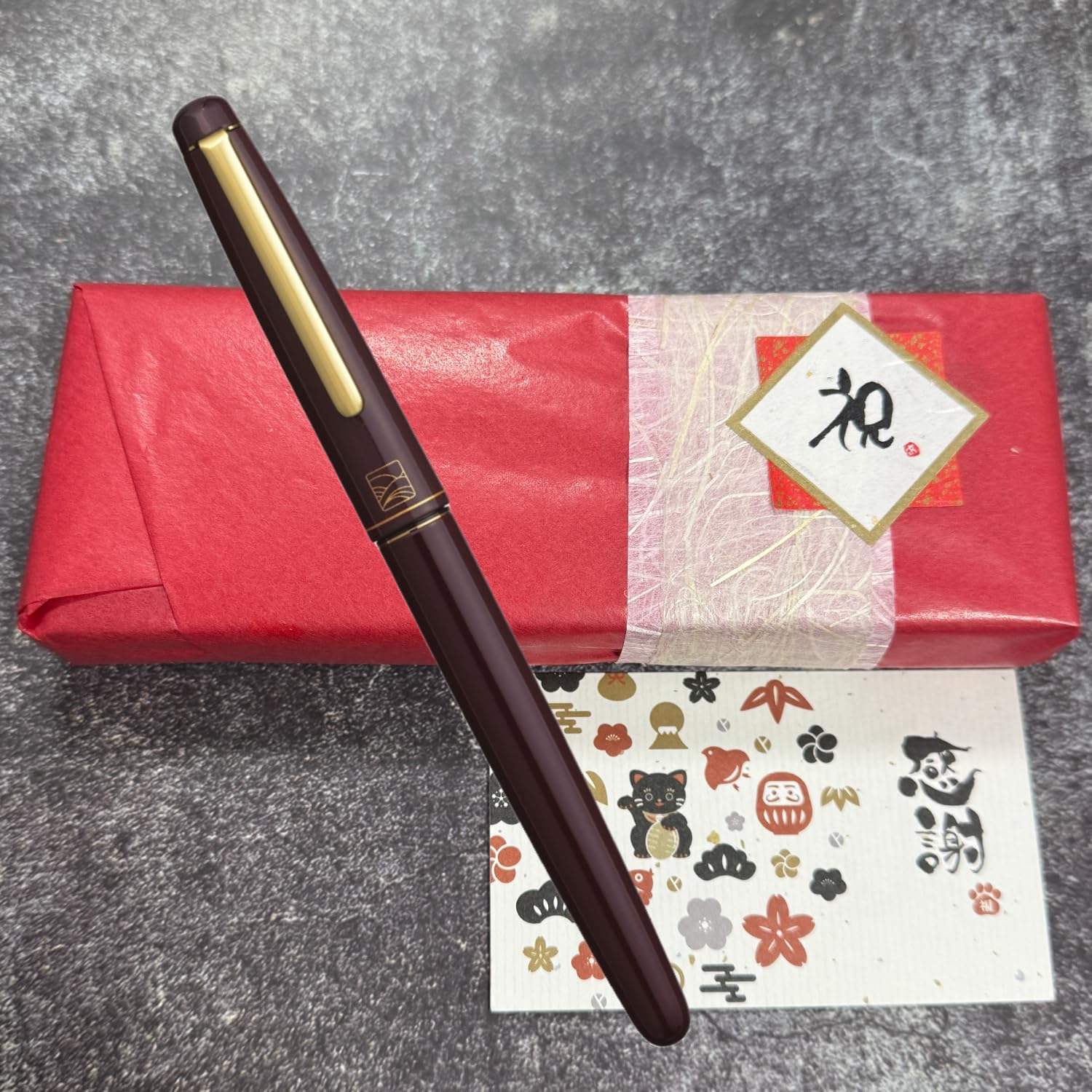 蒔絵万年筆NO-50、竹 Amazon | くれ竹万年毛筆 ギフト仕様【漆調 赤軸