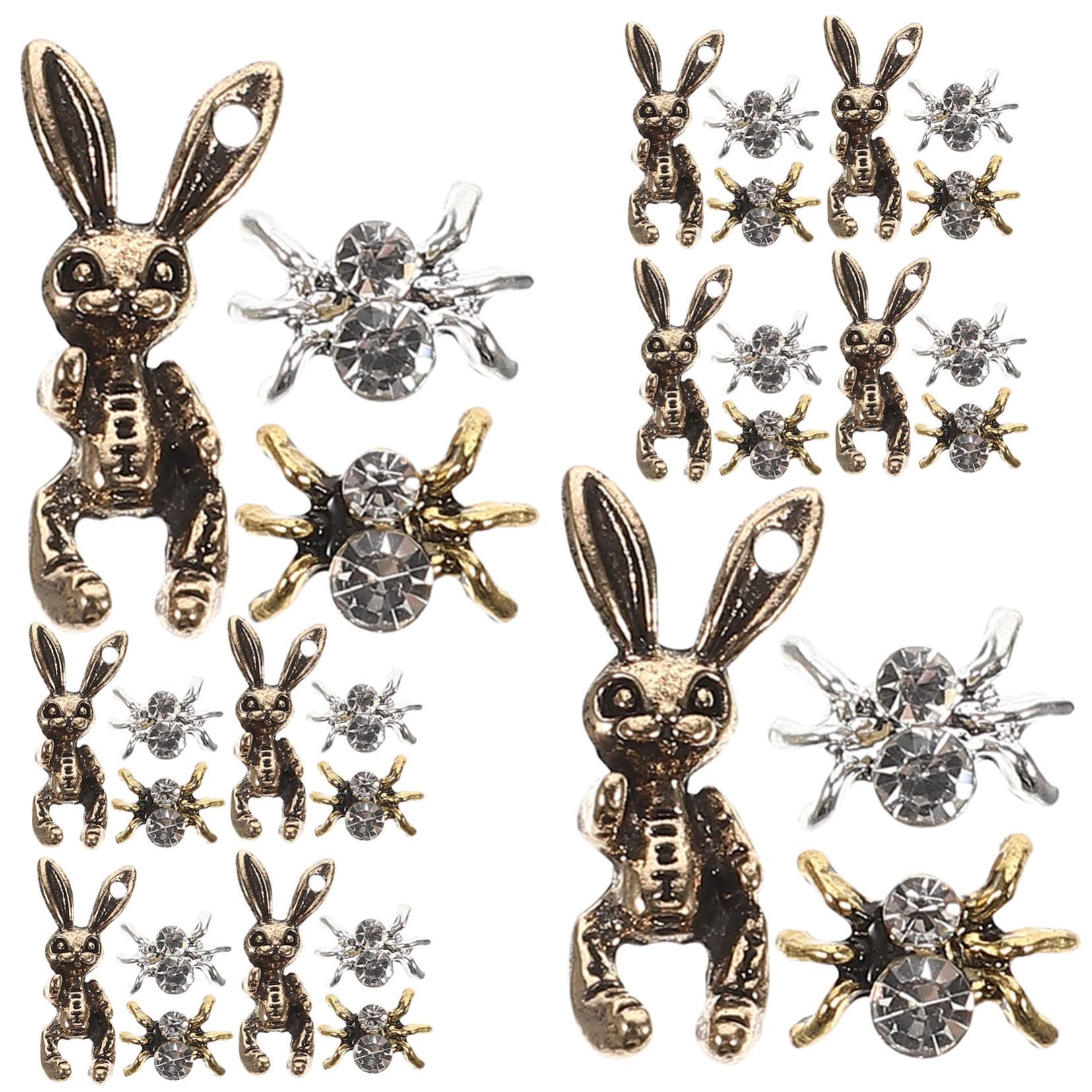 Healeved 150pezzi Charm Per Unghie Forma Di Ragno e Coniglio Decorazioni Artistiche Per Nail Art Accessori Per Manicure Perfetti Per Unghie Naturali e Artificiali