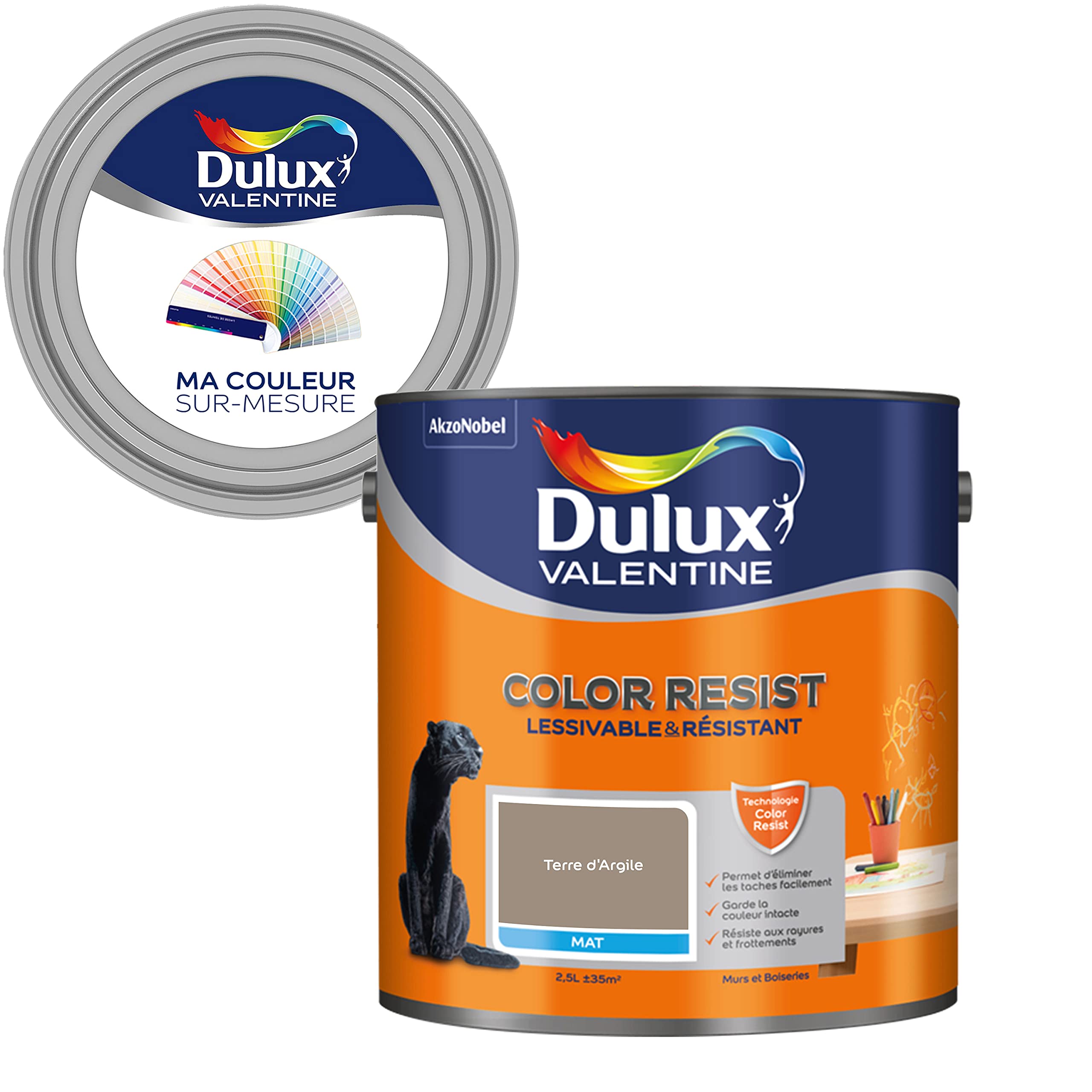 Ma Couleur Sur-Mesure par Dulux Valentine – Peinture Intérieure Murs, Plafonds, Boiseries - Palette expressive, Pièce à Vivre Mat, Terre d'Argile , 2,5 L