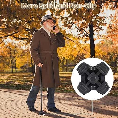 Miniatura 6 de Dotday Paquete de 2 puntas de bastón para estabilidad, base de bastón de pie para la mayoría de bastones para caminar, bastones plegables, punta de