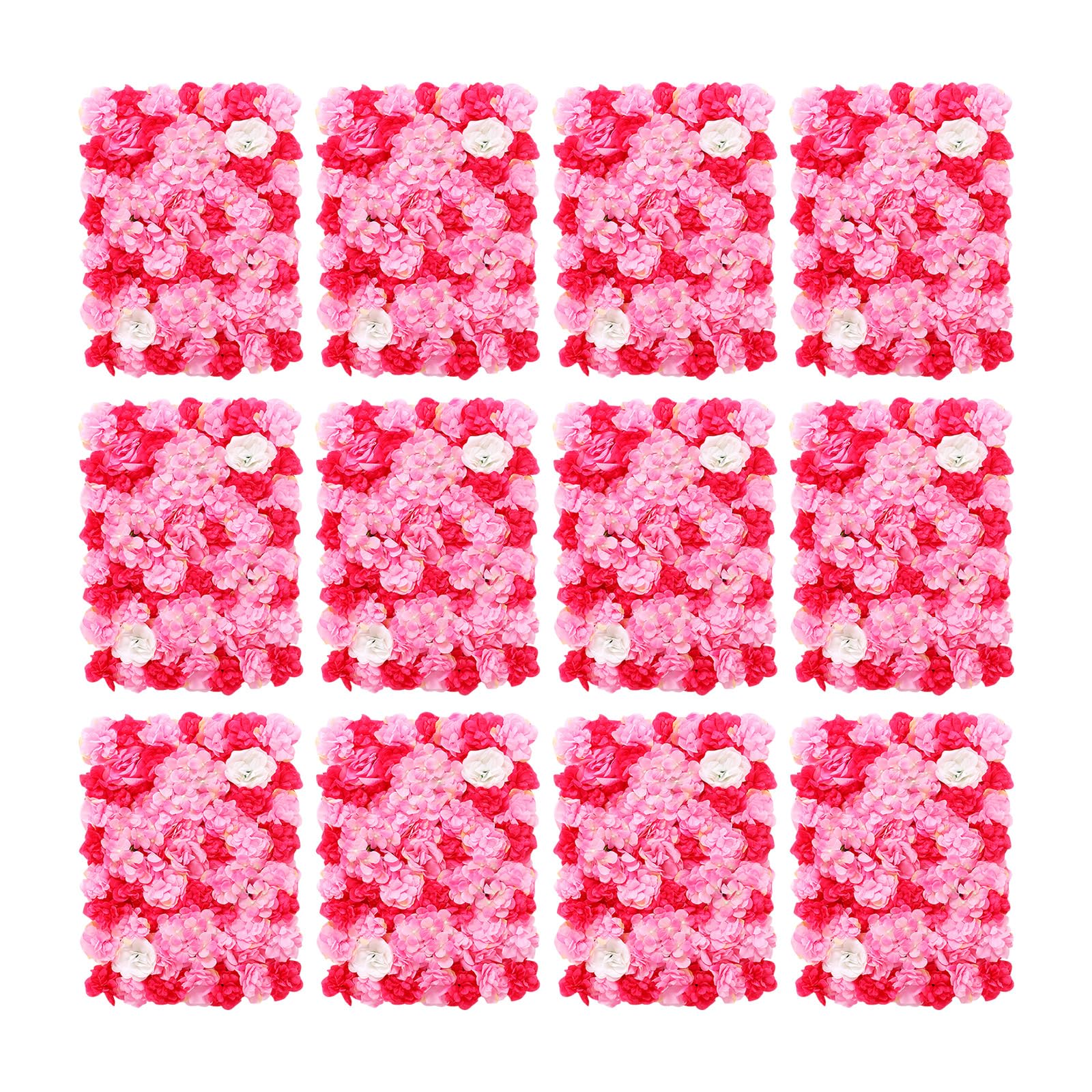 Blumenwandpaneel Kunstblumen 12 Stück Seidenblumen 40x60cm Hochzeitsdeko | Lichtechte Seidenblumen pflegefreie Dekoration einfache Befestigung wiederverwendbare Paneele dichte Blütenanordnung vielseit
