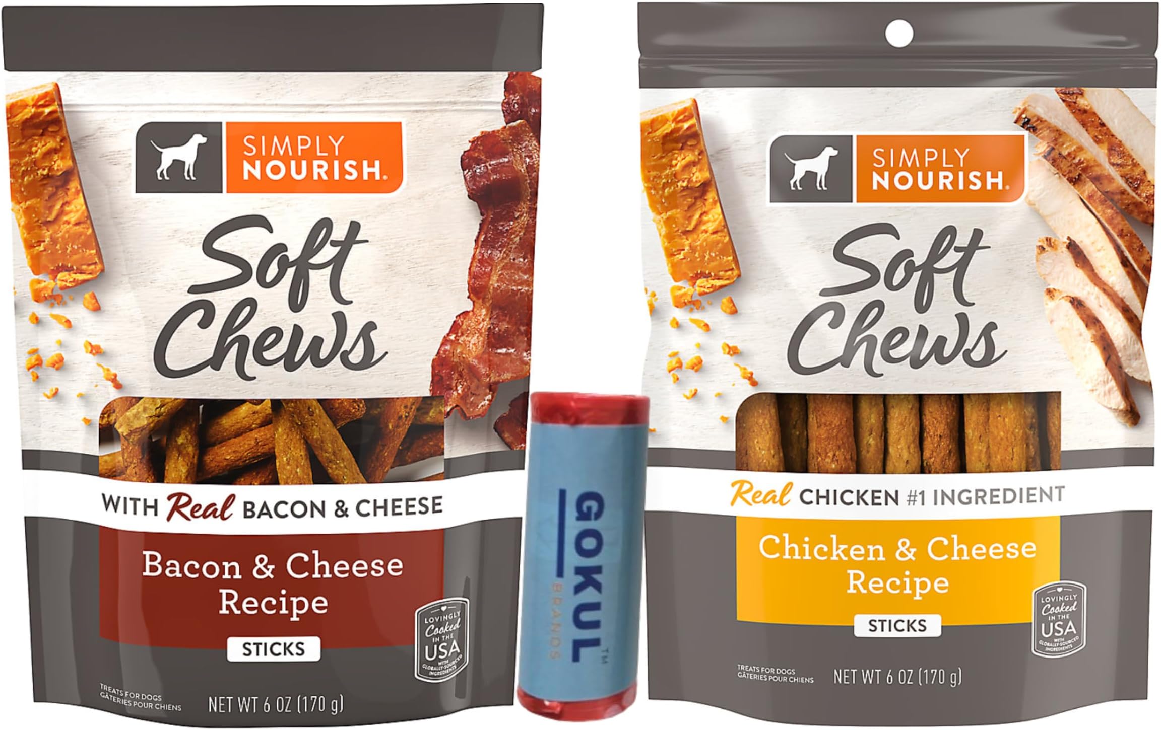 GOKUL BRANDS Simply Nourish Bacon & Cheese and Chicken & Cheese Soft Chew Original