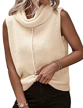 トップス SHOULDER RIB KNIT VEST Sleeveless Rib-Knit Sweater Vest Half Zip High Collar | eBay