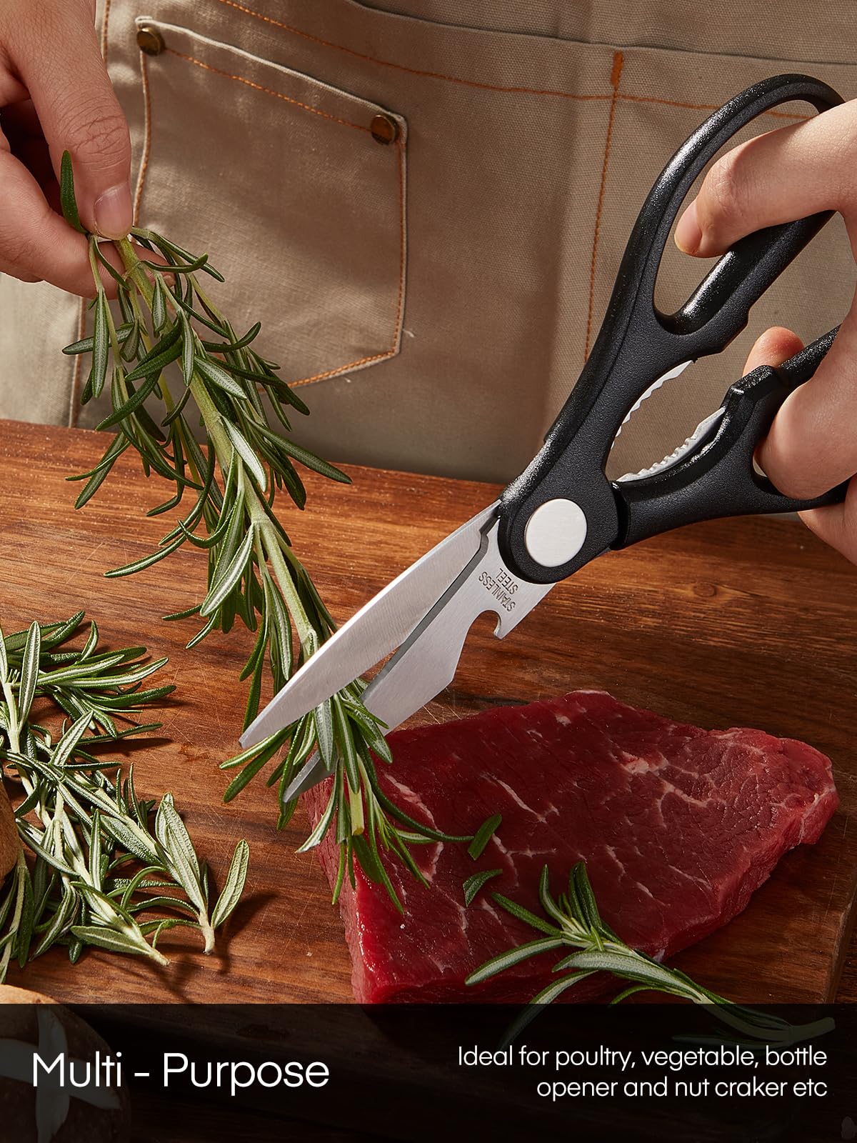 Couteau Cuisine, FOHERE 14 Pièces Bloc de Couteaux avec Affûteur Intégré, Set Couteau Cuisine en Acier Inoxydable, Bloc Brun Rougeâtre en Bois