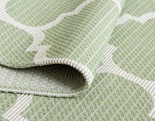 Miniatura 5 de Unique Loom Decatur Collection Trellis - Alfombra geométrica y moderna, 5 pies 2 pulgadas x 7 pies 5 pulgadas, verdemarfil