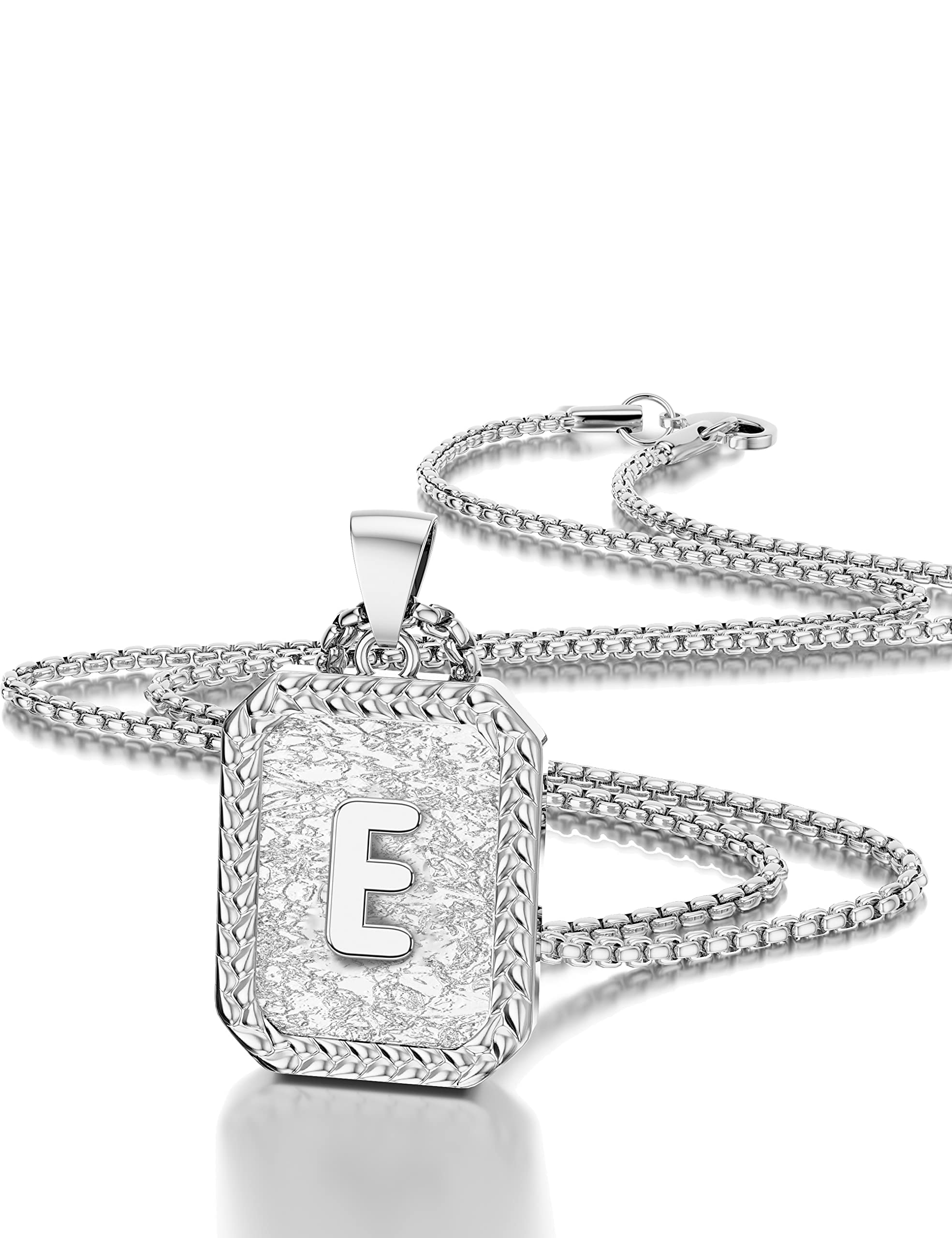 Airrty Initial Letter Pendant Necklace for Men Women Sterling Silver/Gold Plated Box Chain Necklace 20 Inches Initial Necklaces for Men