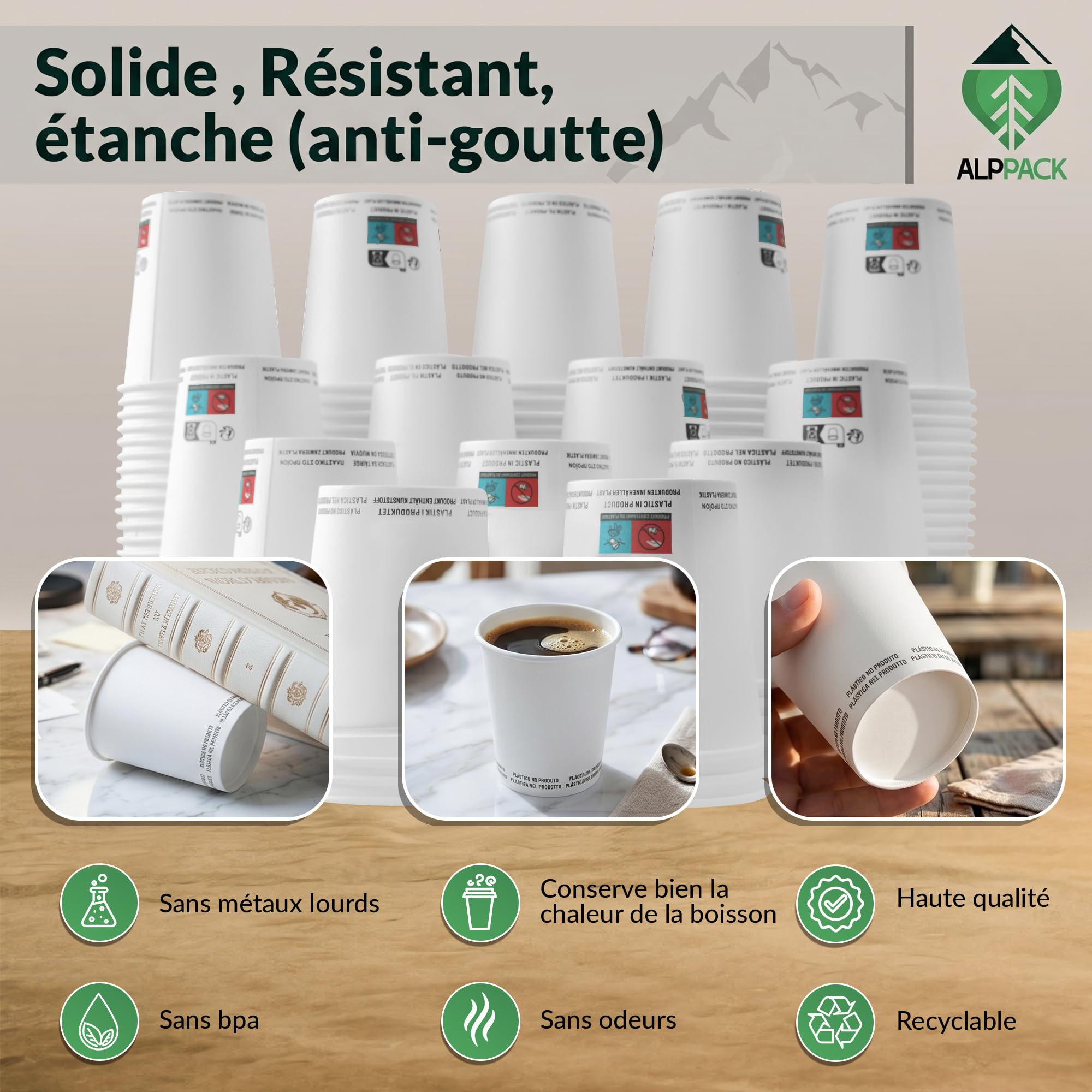 Lot de 2500 Gobelets Jetables en Carton Blanc 7 oz / 21 cl – Verres Jetables pour Eau, Café, Boissons Chaudes et Froides, Résistants à la Chaleur, Idéals pour Professionnels, Bureaux et Événements