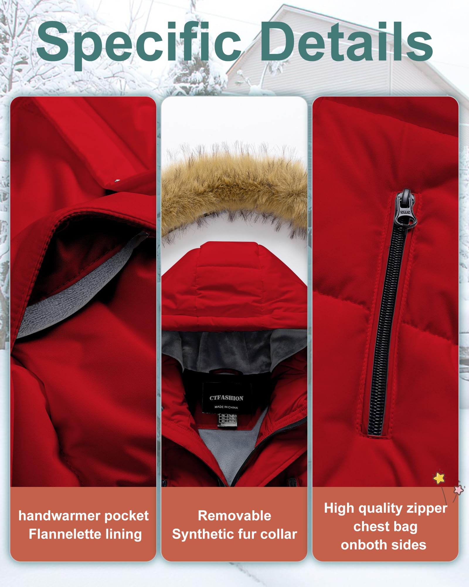 Abrigo de invierno impermeable para niños, parka gruesa con forro polar, ropa de abrigo con capucha de piel