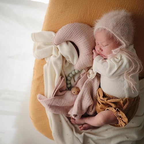 Miniatura 96 de mushie Sábana bajera ajustable de muselina extra suave para cuna, 192 hilos, 28 x 52 pulgadas (azul bebé) Azul bebé,Abejas,Daisy