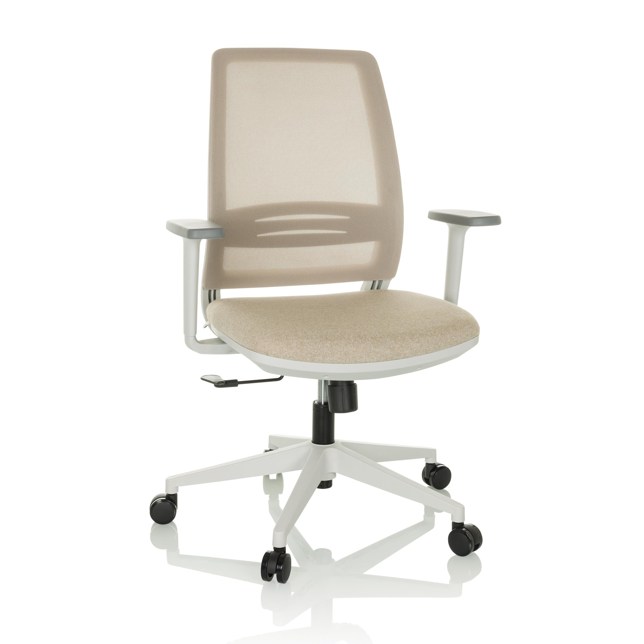 hjh OFFICE Bürostuhl ergonomisch PROFONDO ECO W Drehstuhl atmungsaktiv mit Verstellbarer Lordosenstütze, Beige Netzstoff/Stoff