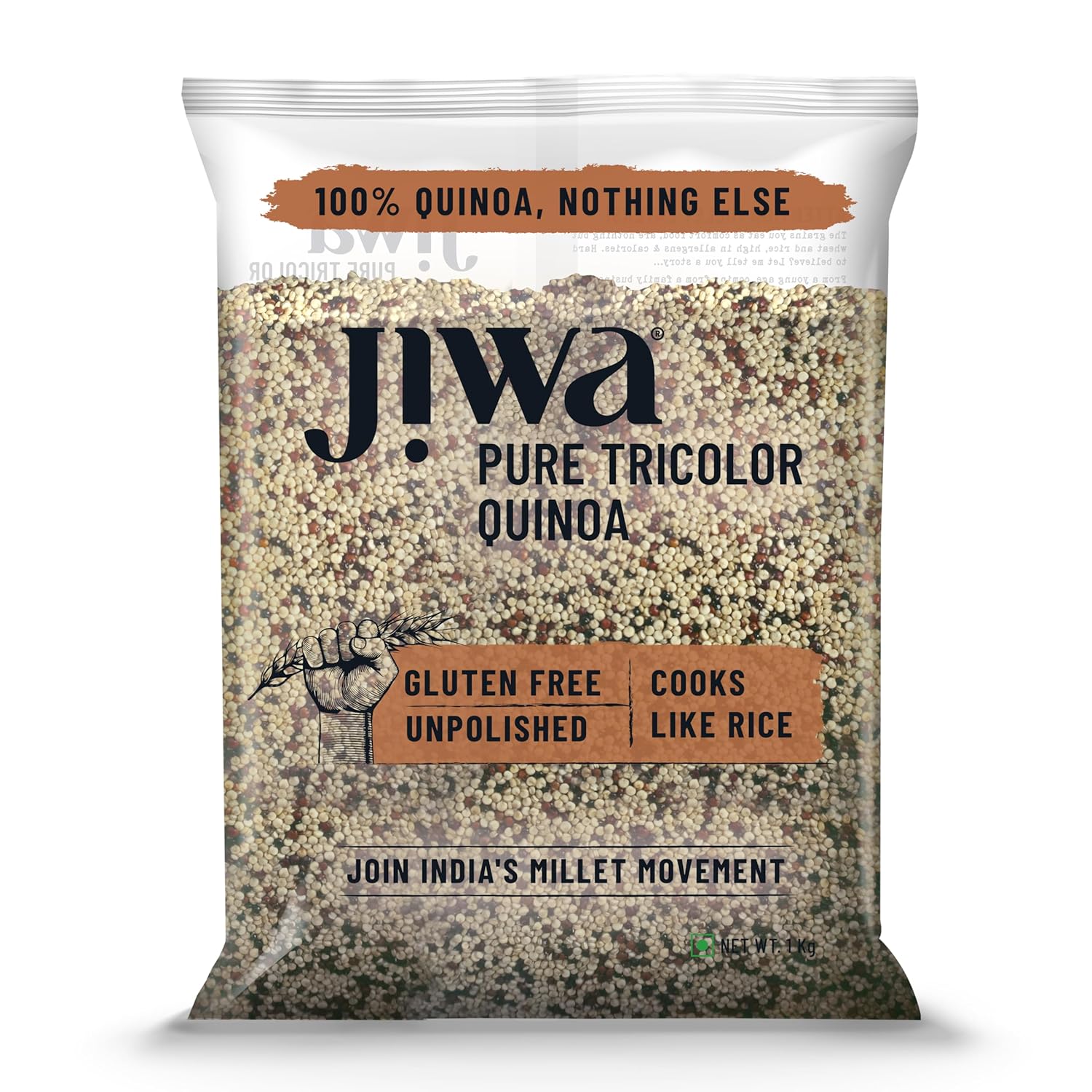 Jiwa Pure Tricolor Quinoa | High Protein | White, Red & Black Quinoa | Cooks like Rice | Gluten Free| Superfood | 1 kG