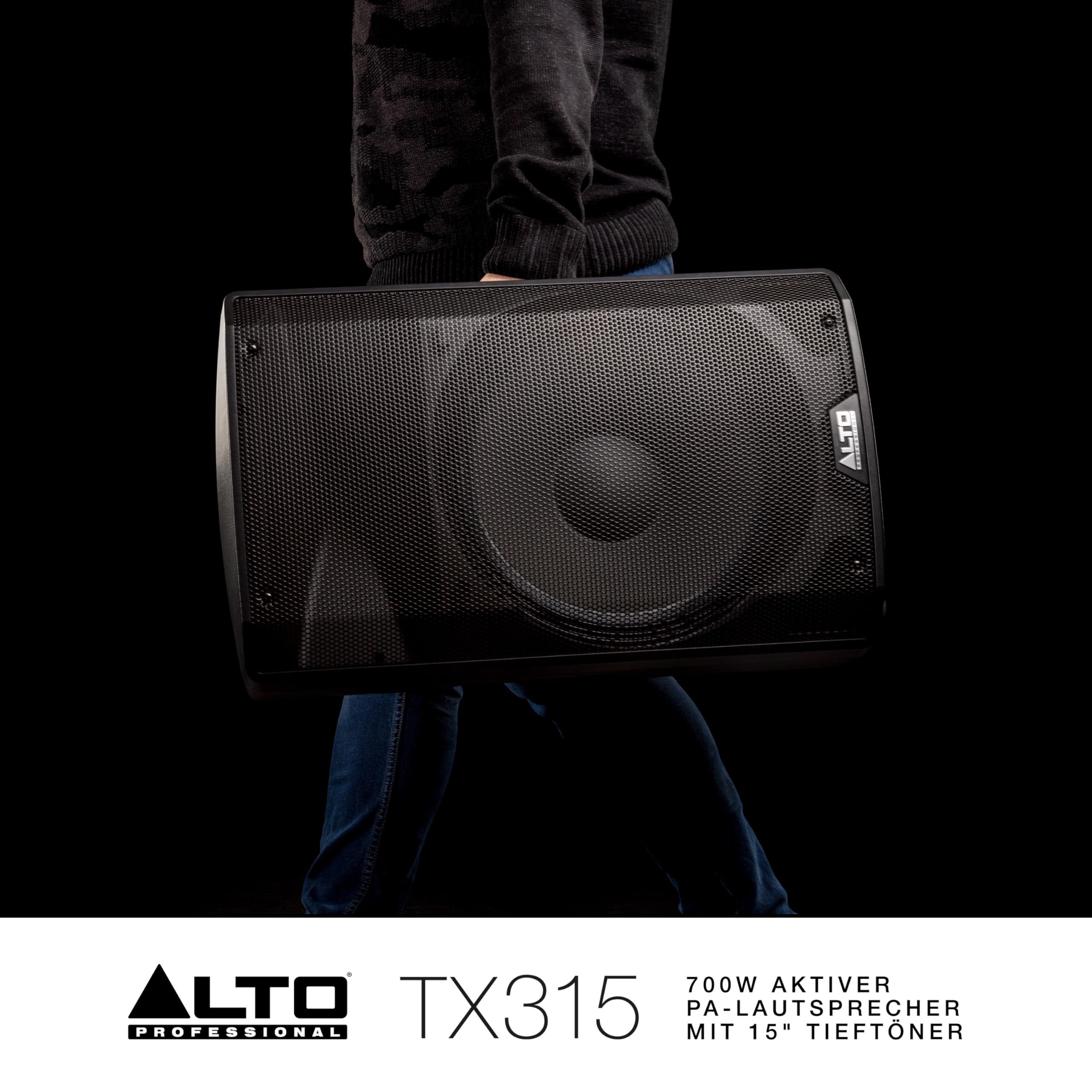 ALTO TX315-700 Watt 15-Zoll 2-Wege Aktiver PA-Lautsprecher mit Signal-Limiting und Schaltbarem Mikrofon/Line-Preamp und XLR In/Out