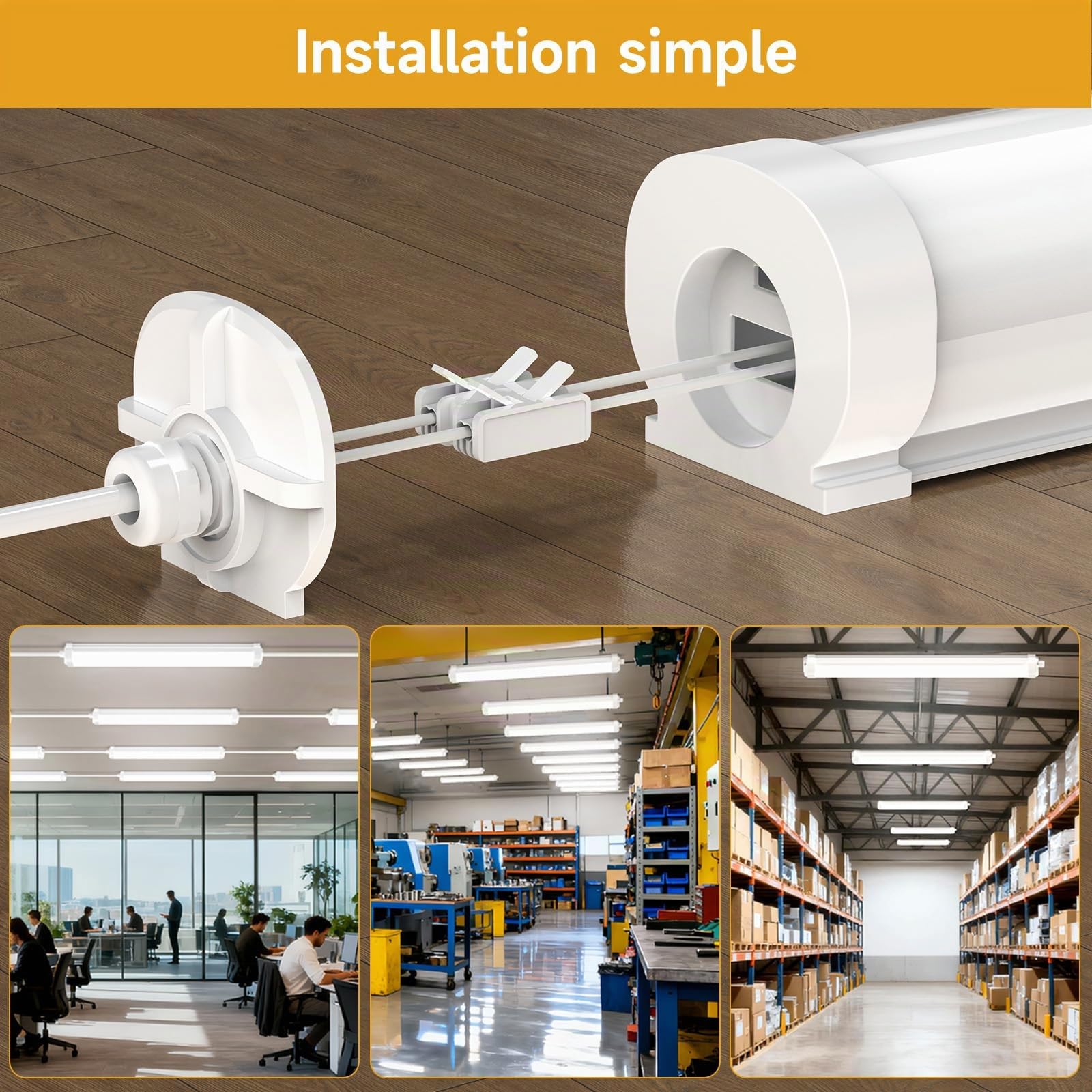 Lot de 4 Réglette LED 120cm Néon LED 6000K Blanc Froid 36W 4500LM IP65 Étanche Connectable jusqu'à 20 Unités Haute Efficacité pour Garage, Atelier, Cave, Entrepôt
