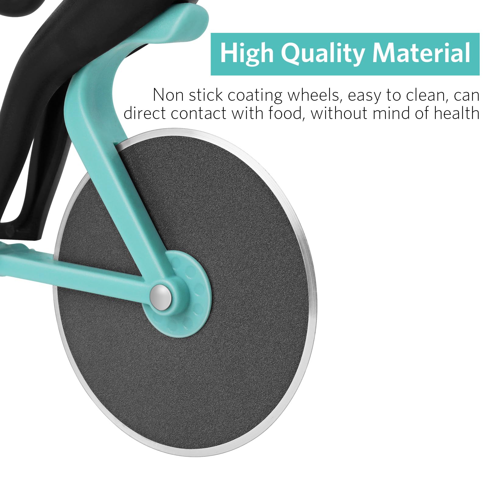 Tagliapizza A Forma Di Bicicletta - Rotelle In Acciaio Inox Con Supporto, Taglio Facile E Divertente (Azzurro) - Foto 9