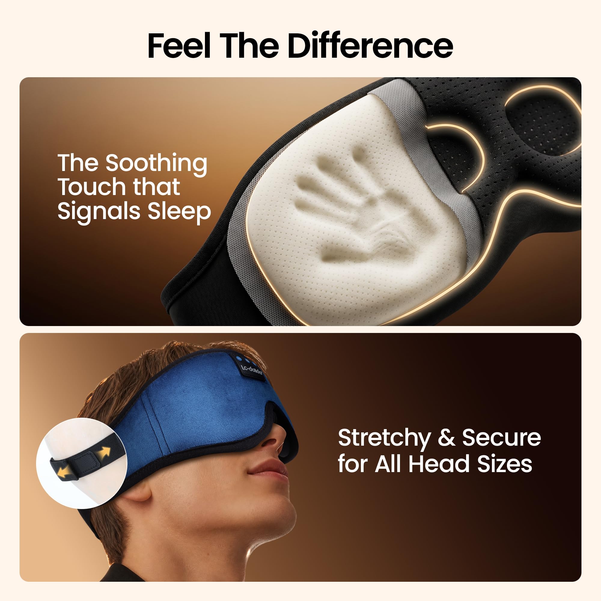 LC-dolida Sleeping Headphones Eye Mask, Sleep Mask with Bluetooth Headphones 3D Eye Mask Wireless Music Cotton Sleep Cover for Side Sleepers Nap Insomnia Air Travel Meditation Gifts for Unisex view 6