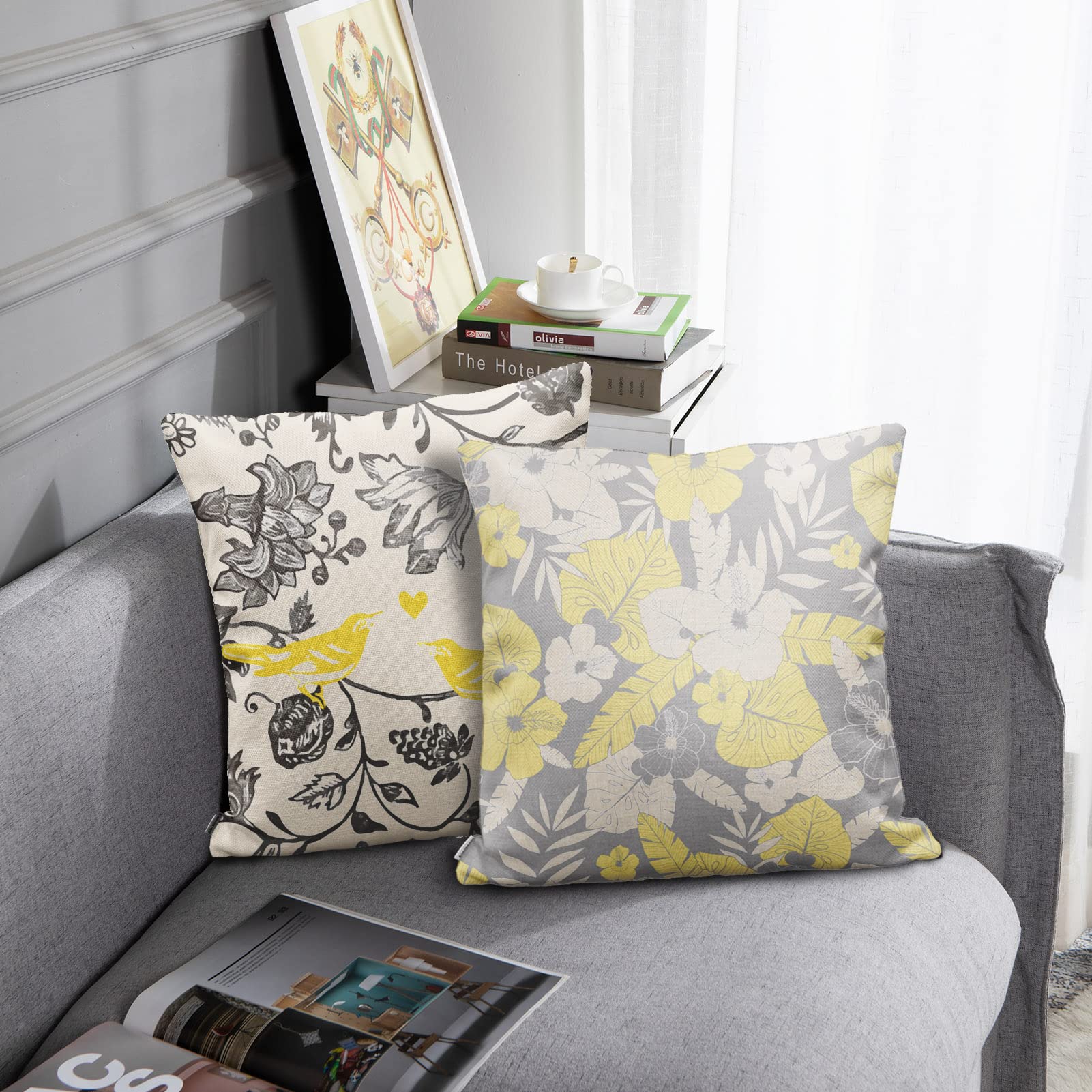 Set di 4 federe per cuscini quadrate, 50 x 50 cm, con gufo
