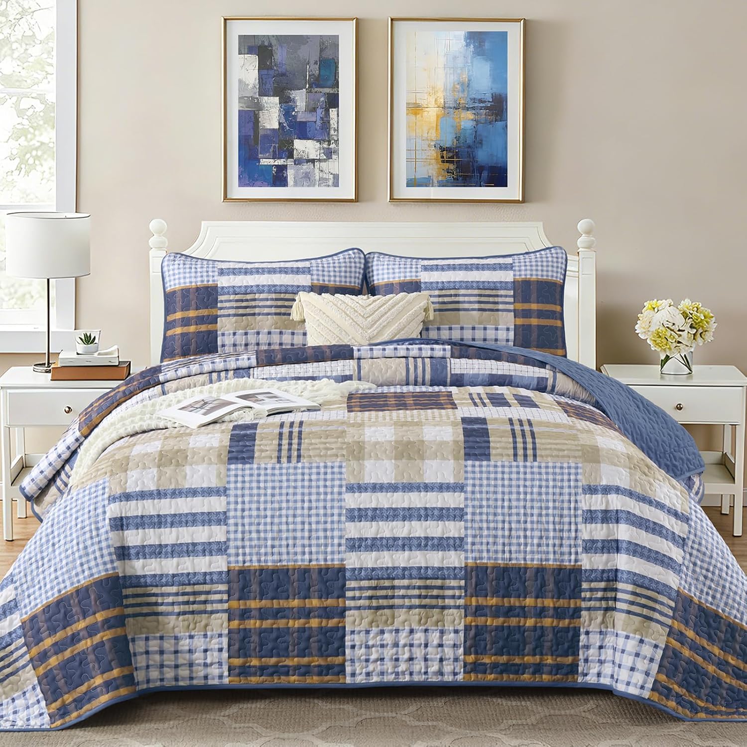 Dintszyayue Plaid Quilt Set Full